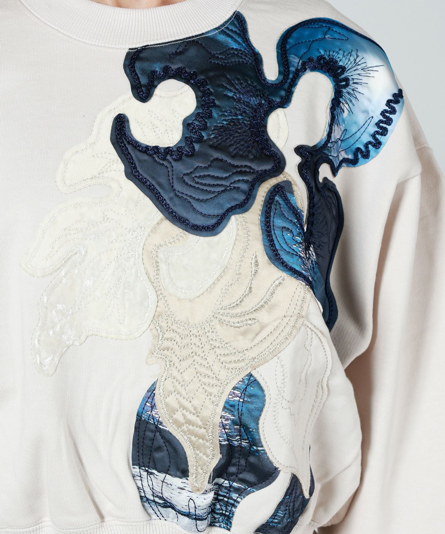 MURRAL(ミューラル)】 Patchwork embroidered sweatshirt｜PARIGOT