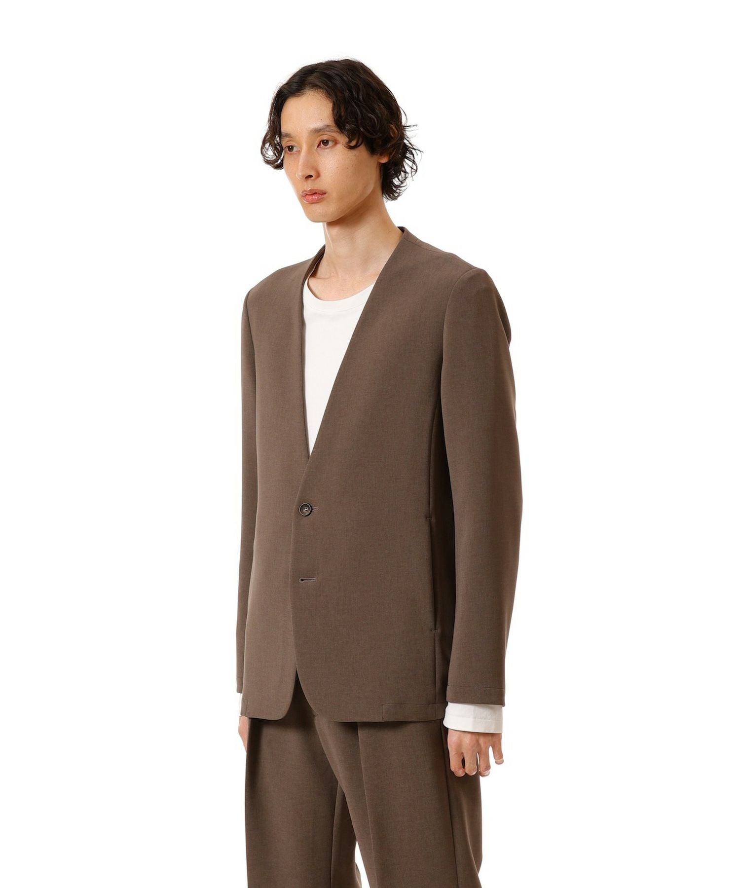 ATTACHMENT(アタッチメント)】 ストレッチダブルクロス ノーカラー