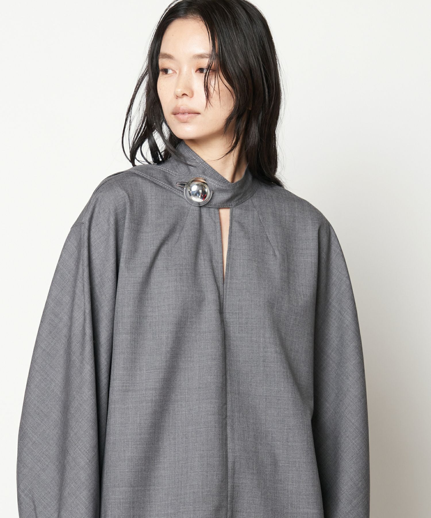 HARUNOBUMURATA(ハルノブムラタ)】 HEPBURN-WOOL SHIRT BUTTON TOP