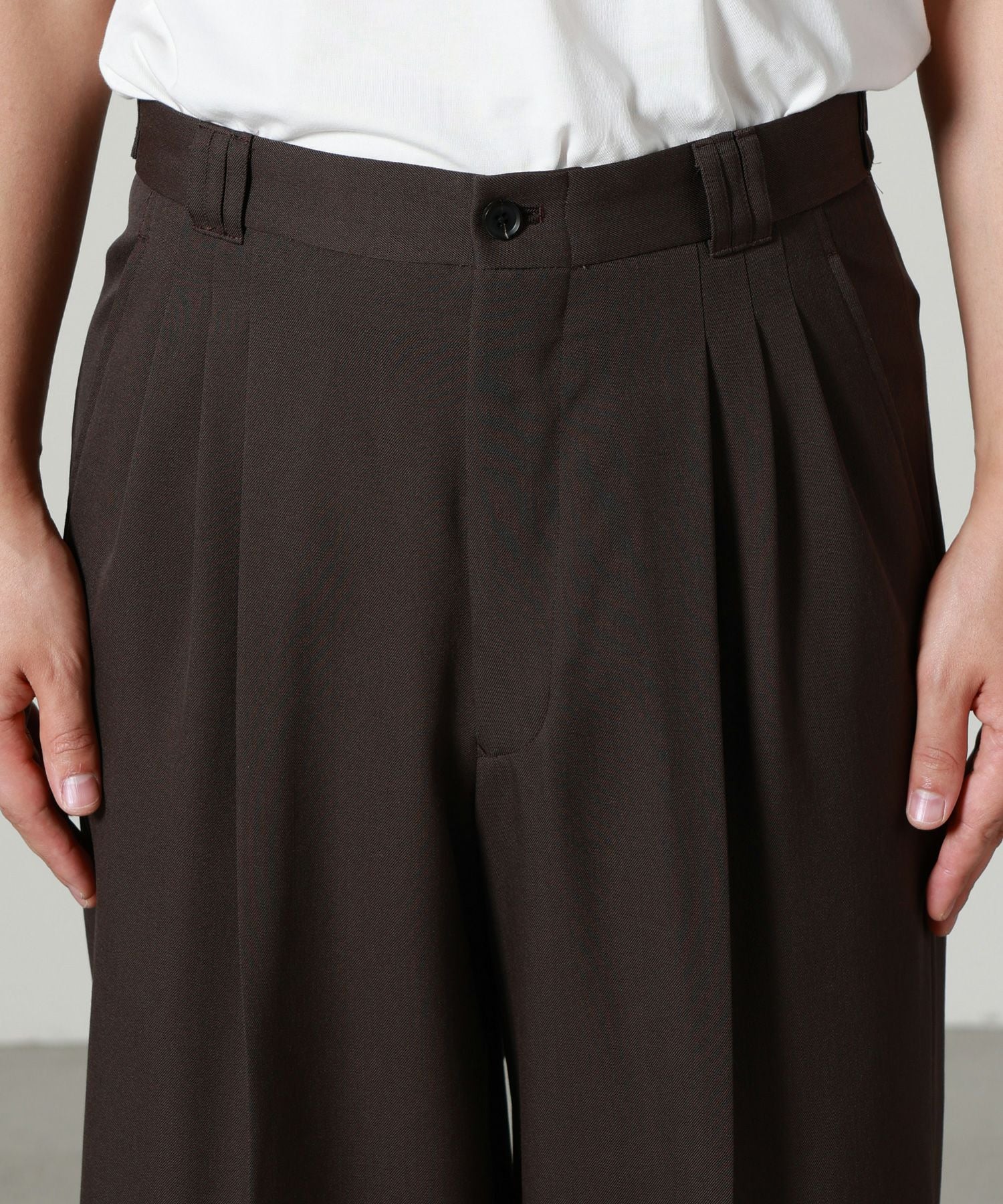 YOKE(ヨーク)】 Wool Gabardine 3Pleated Wide-Leg Trousers｜PARIGOT