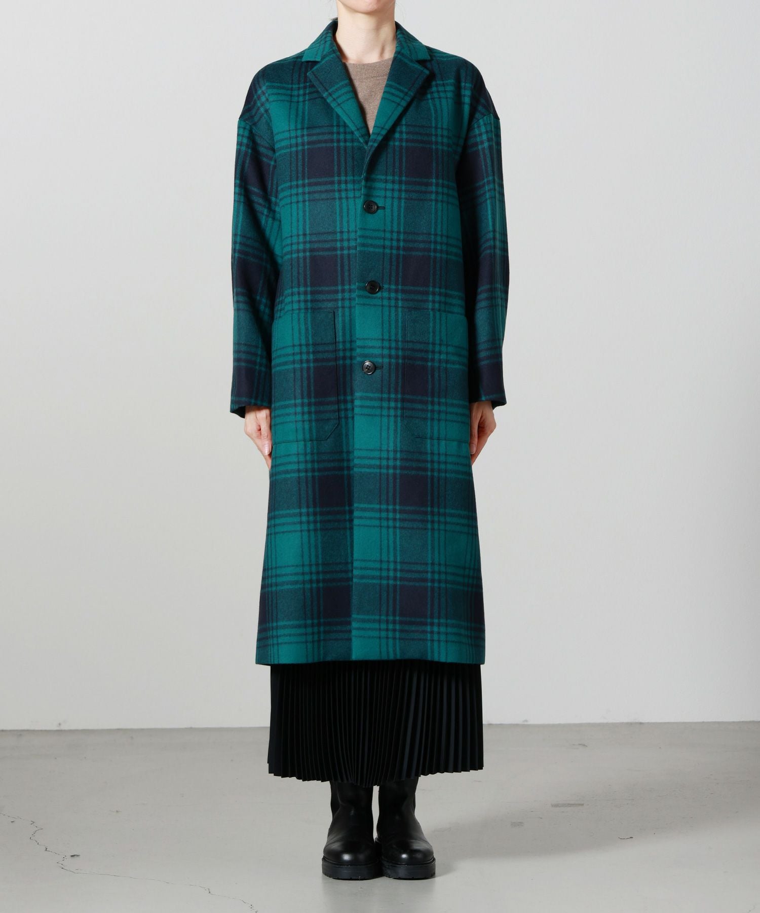green／グリーン ナポレオンコート Pコート ピーコート HYKE／ハイク HYKE(ハイク)】 PLAID COAT｜PARIGOT ONLINE（パリゴオンライン）
