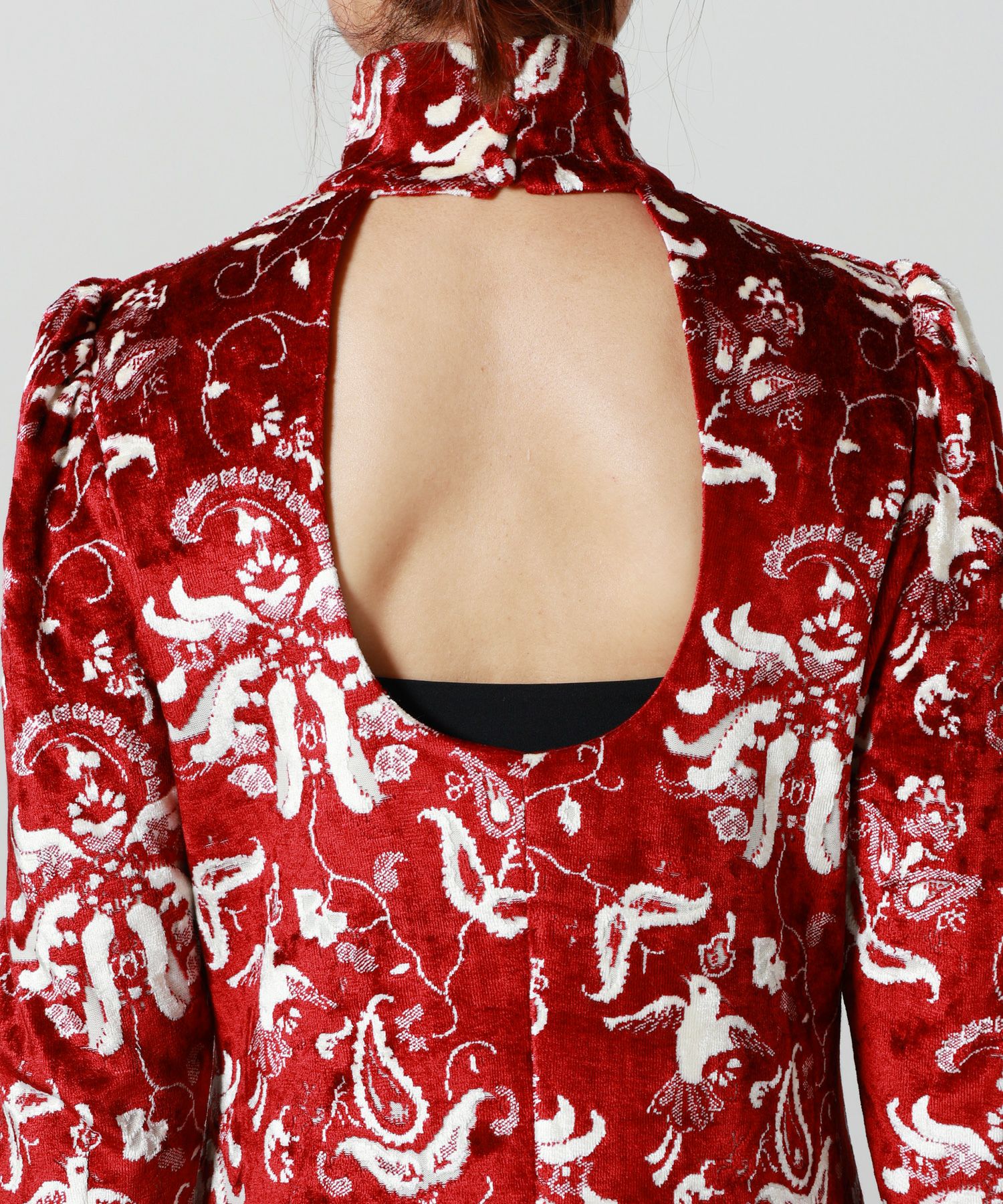 Mame Kurogouchi(マメ クロゴウチ)】 Velour Jersey High Neck Dress