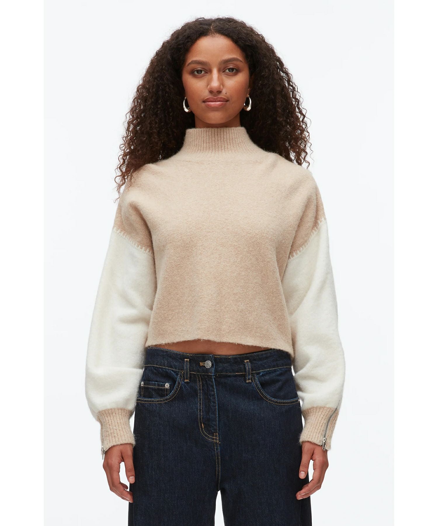 3.1 フィリップリム カラーブロック ジップスリーブ タートルネック ニット 3.1 Phillip Lim(スリーワン フィリップリム)】 Colorblock Zip Sleeve