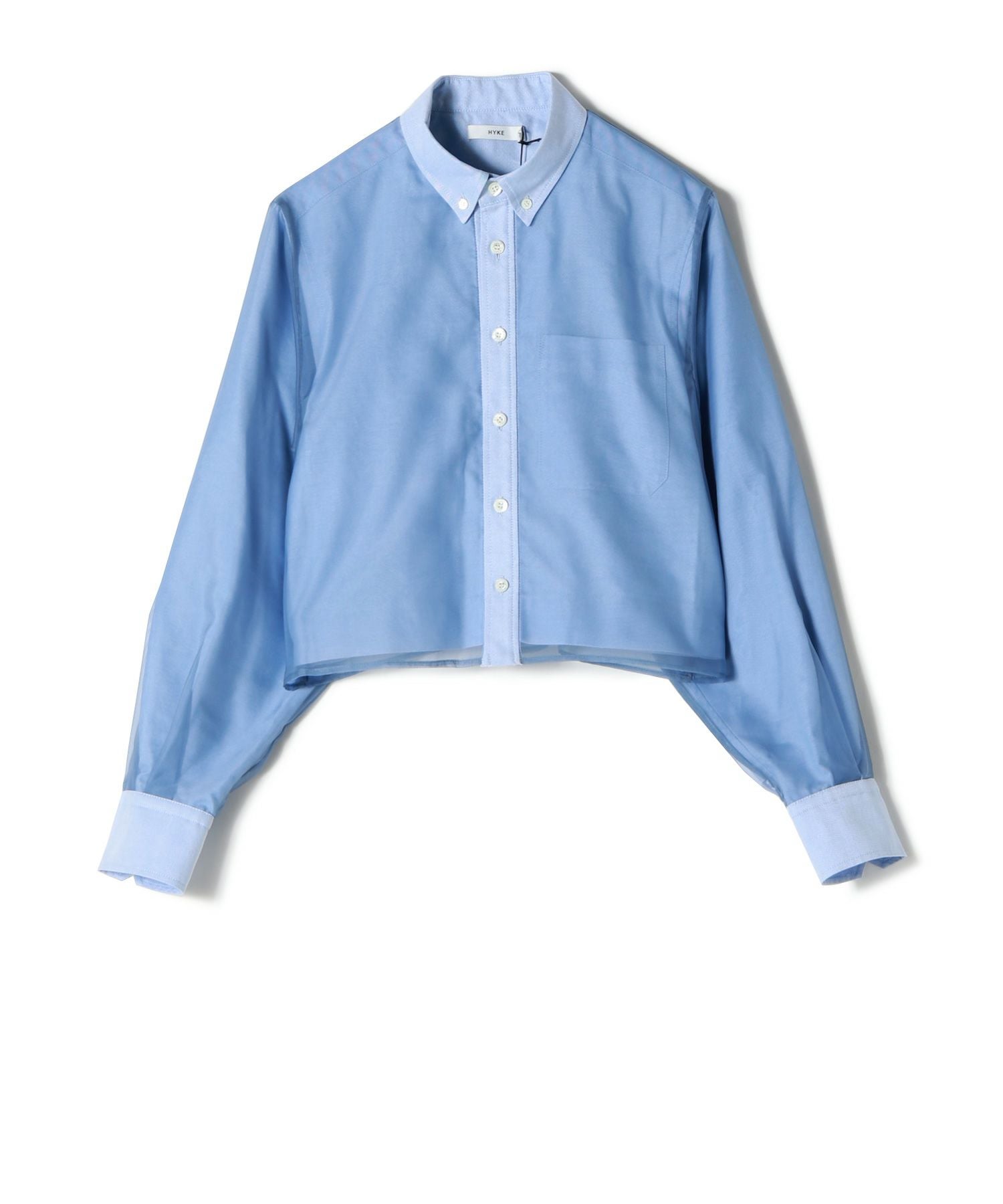 HYKE シャツ　LAYERED OXFORD SHEER SHIRT ブルー HYKE(ハイク)】 LAYERED OXFORD SHEER SHIRT｜PARIGOT ONLINE（パリゴ