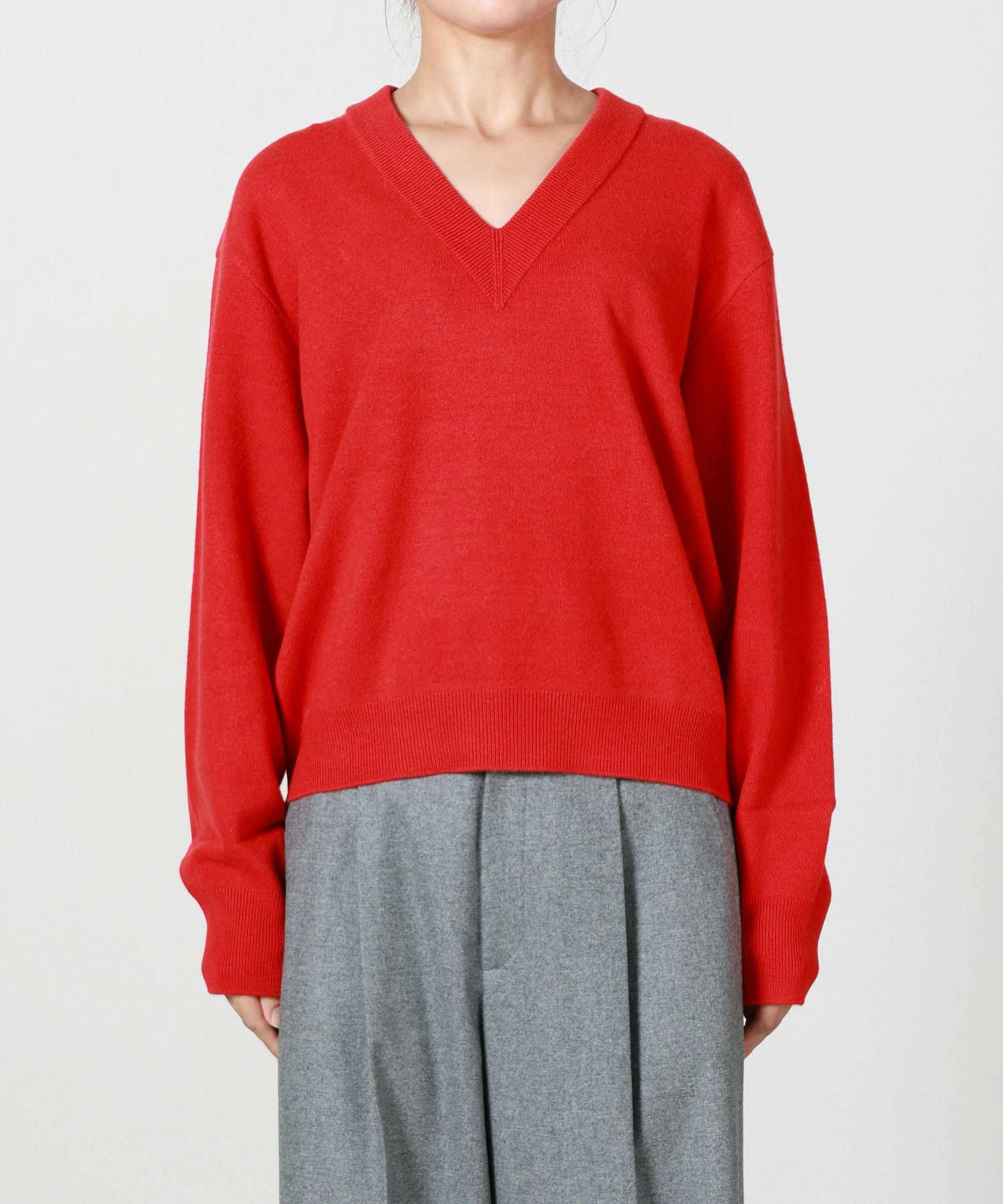 ATON(エイトン)】 MERINO COLLEGE KNIT | V-NECK SWEATER｜PARIGOT