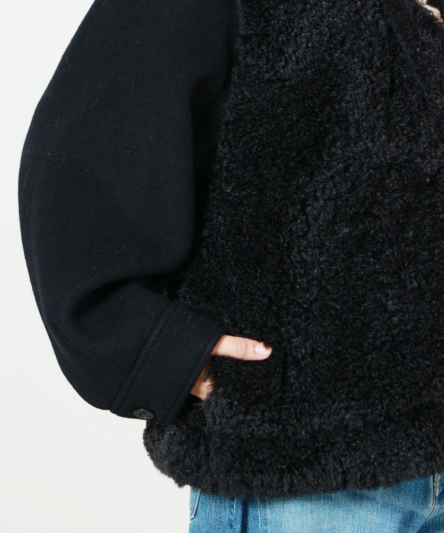 HYKE(ハイク)】 DOUBLE FACE FAUX SHERLING DUFFLE JACKET｜PARIGOT