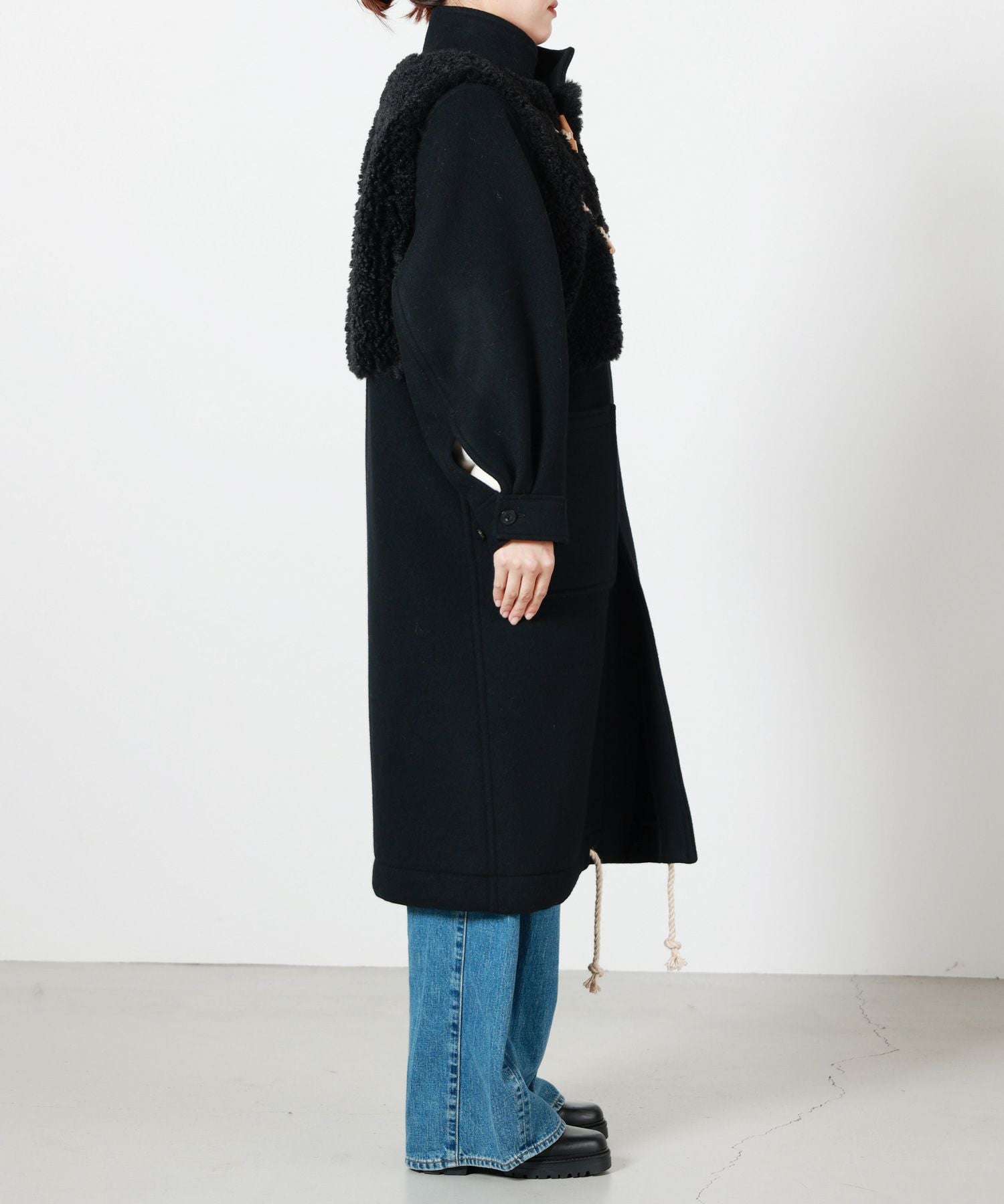 HYKE(ハイク)】 DOUBLE FACE FAUX SHERLING DUFFLE COAT ｜PARIGOT