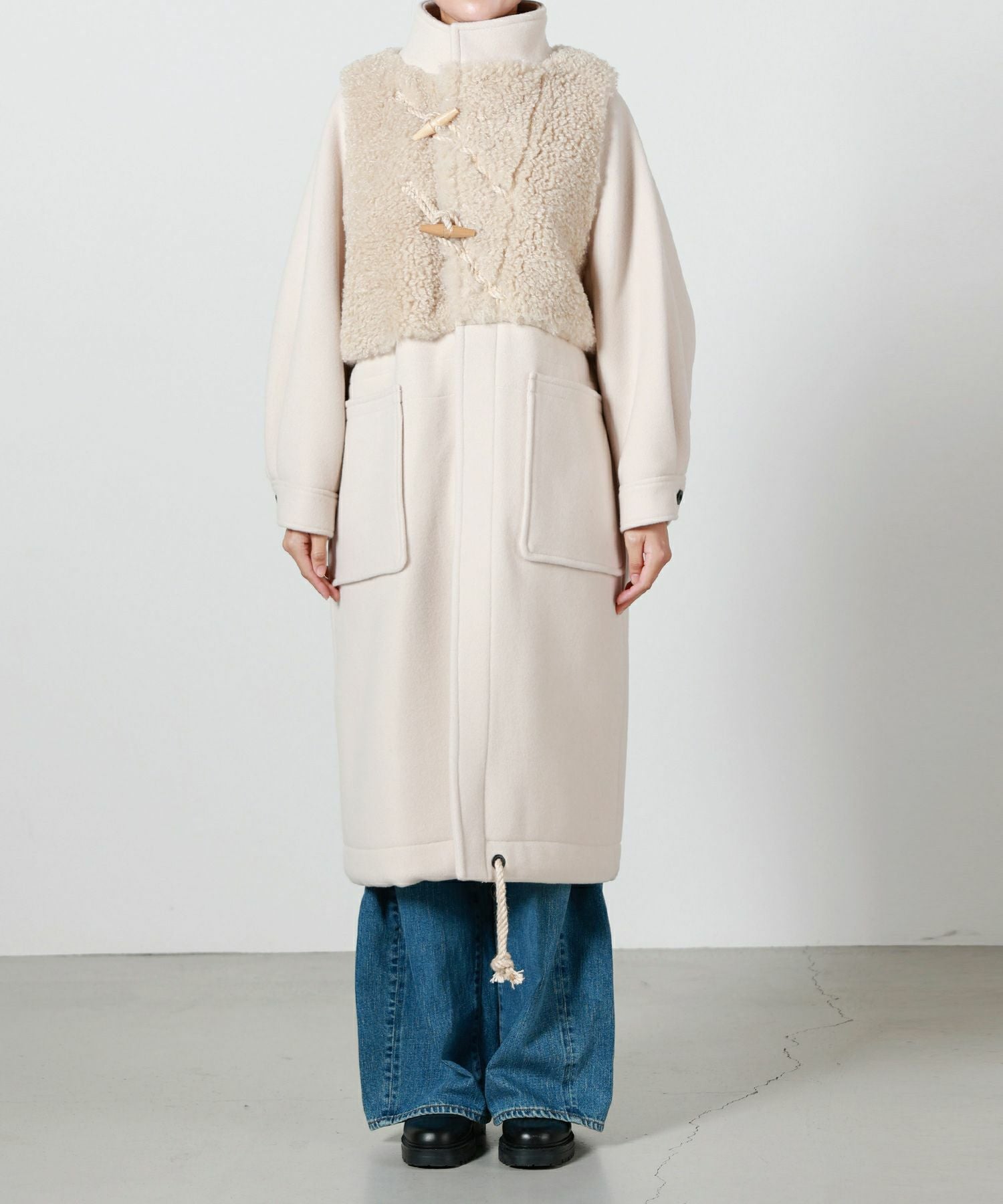 HYKE(ハイク)】 DOUBLE FACE FAUX SHERLING DUFFLE COAT｜PARIGOT