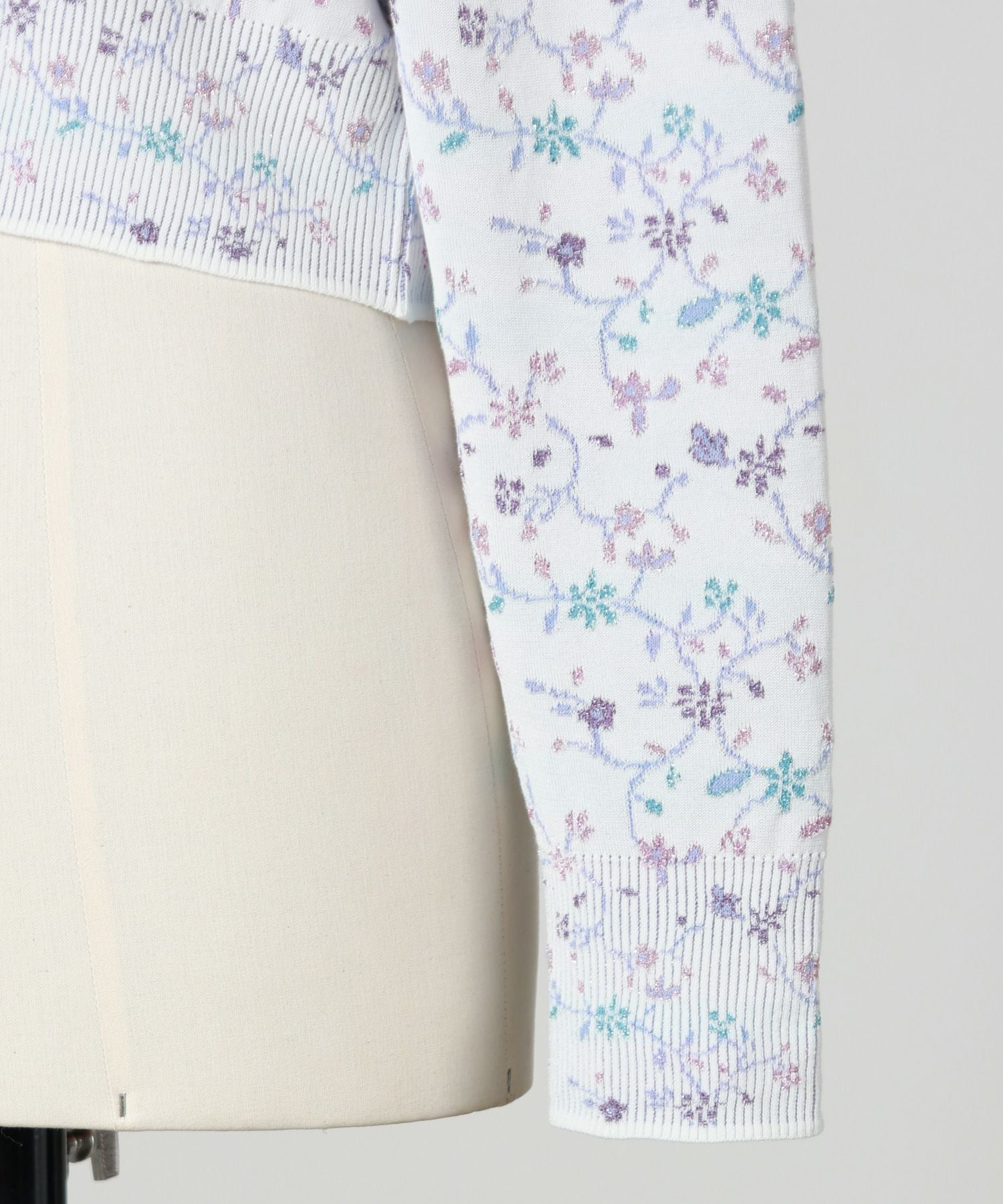 マメクロゴウチFloral Motif GlitterKnit Cardigan Floral Motif Glitter Knit Cardigan-フローラルモチーフグリッター