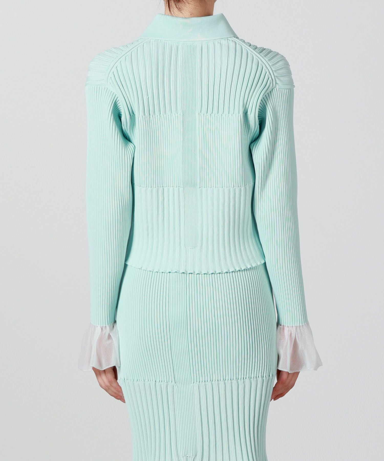 CFCL(シーエフシーエル)】 FLUTED LUCENT CROPPED SHIRT CARDIGAN