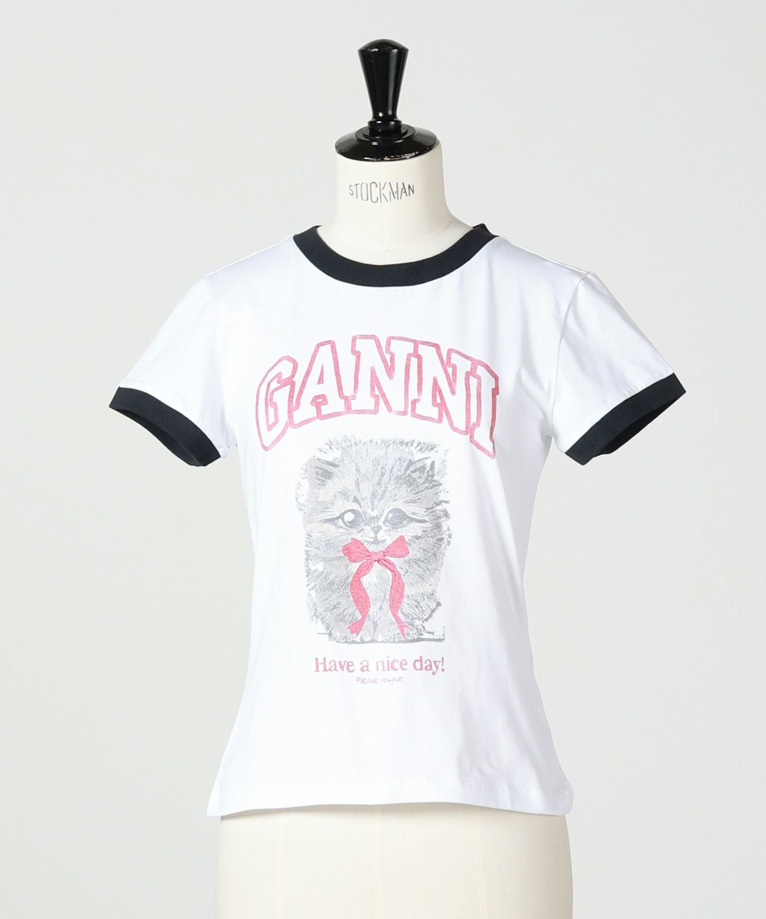GANNI(ガニー)】 White Cropped Kitty T-shirt｜PARIGOT ONLINE