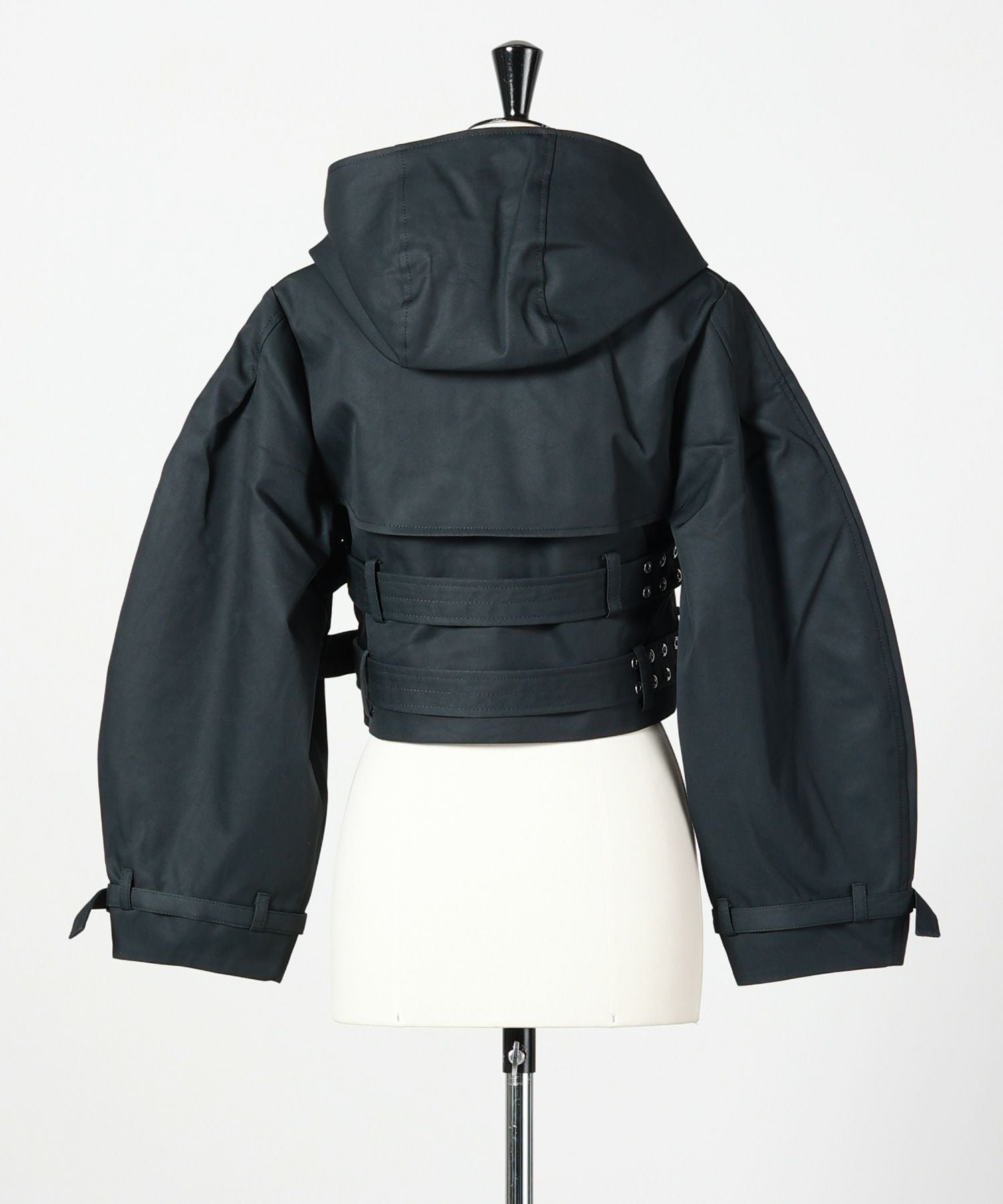 GANNI(ガニー)】 Black Bonded Cotton Short Trench Jacket｜PARIGOT