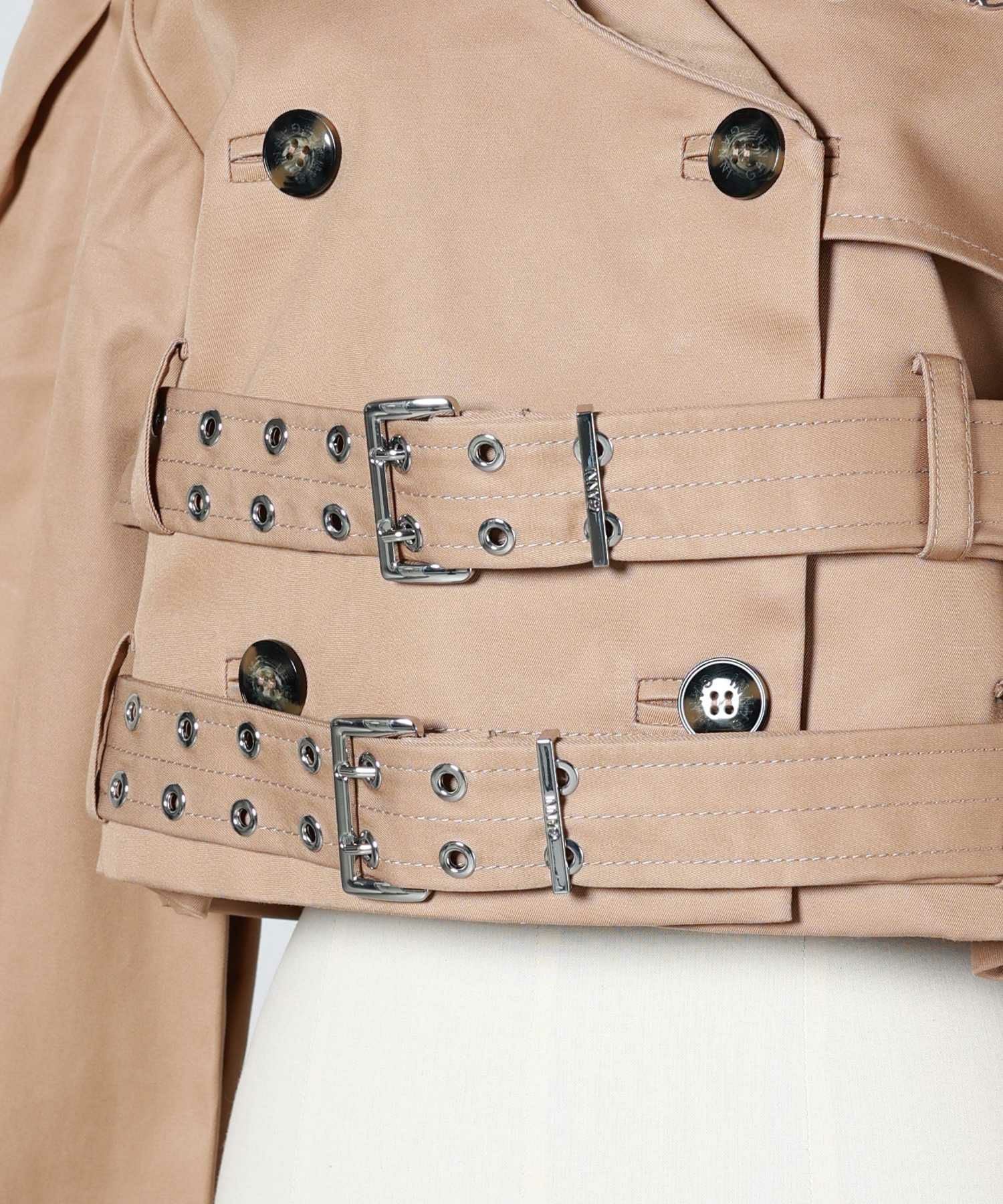 GANNI(ガニー)】 Camel Bonded Cotton Short Trench Jacket｜PARIGOT