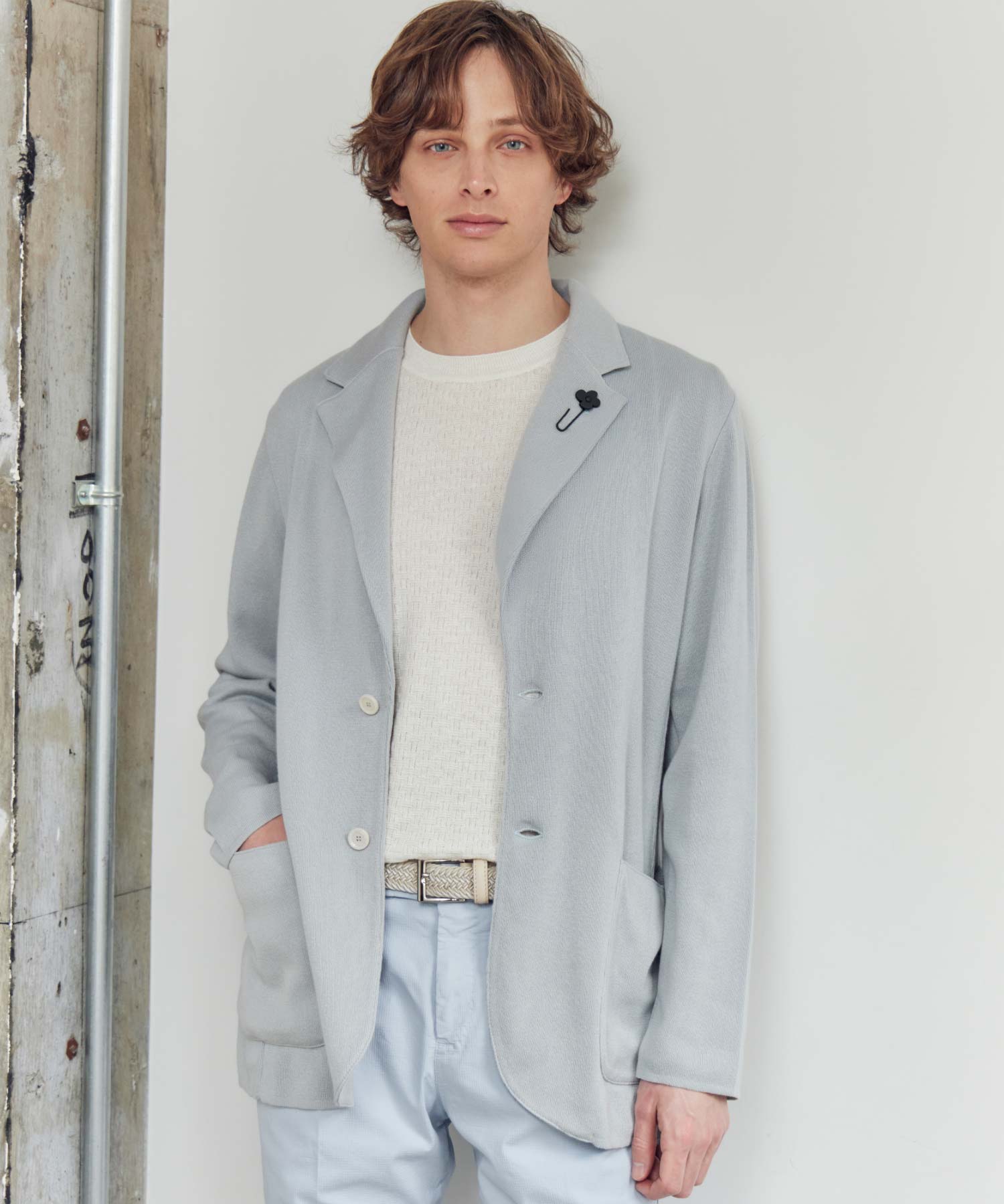 LARDINI(ラルディーニ)】 コットンクレーププレーンステッチニット