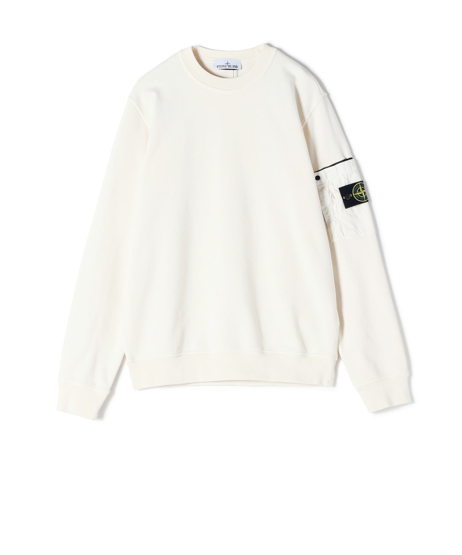 ストーンアイランド　ワンポイントロゴ　スウェット　ホワイト　Ｍ　バックプリント☆ STONE ISLAND(ストーンアイランド)】 COTTON FLEECE WITH SEASONAL