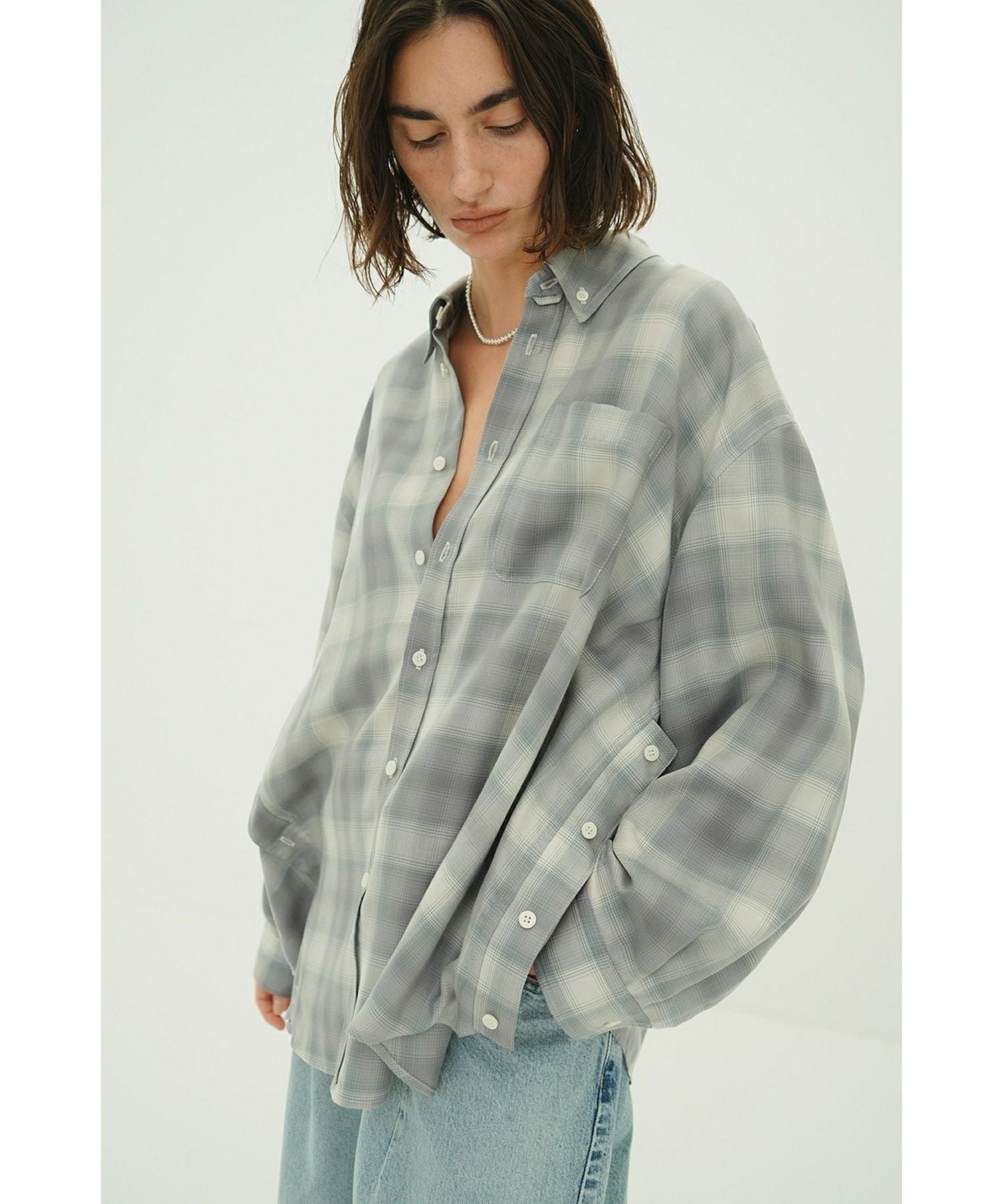 クラネ CLANE シャツ CLANE(クラネ)｜PANEL PLEAT WAIST SHAPE SHIRTS/NAVY の通販