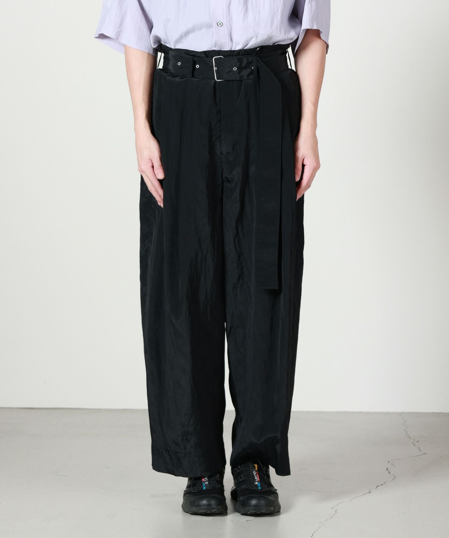 08sircus(08サーカス)】 Viscose washer 2tuck belted wide pants