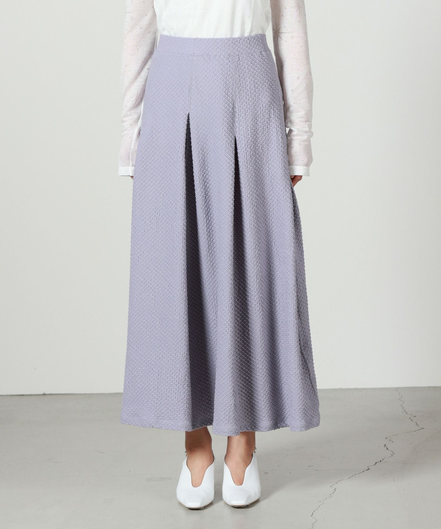 Mame Kurogouchi(マメ クロゴウチ)】 Shirring Jersey Jacquard Flare