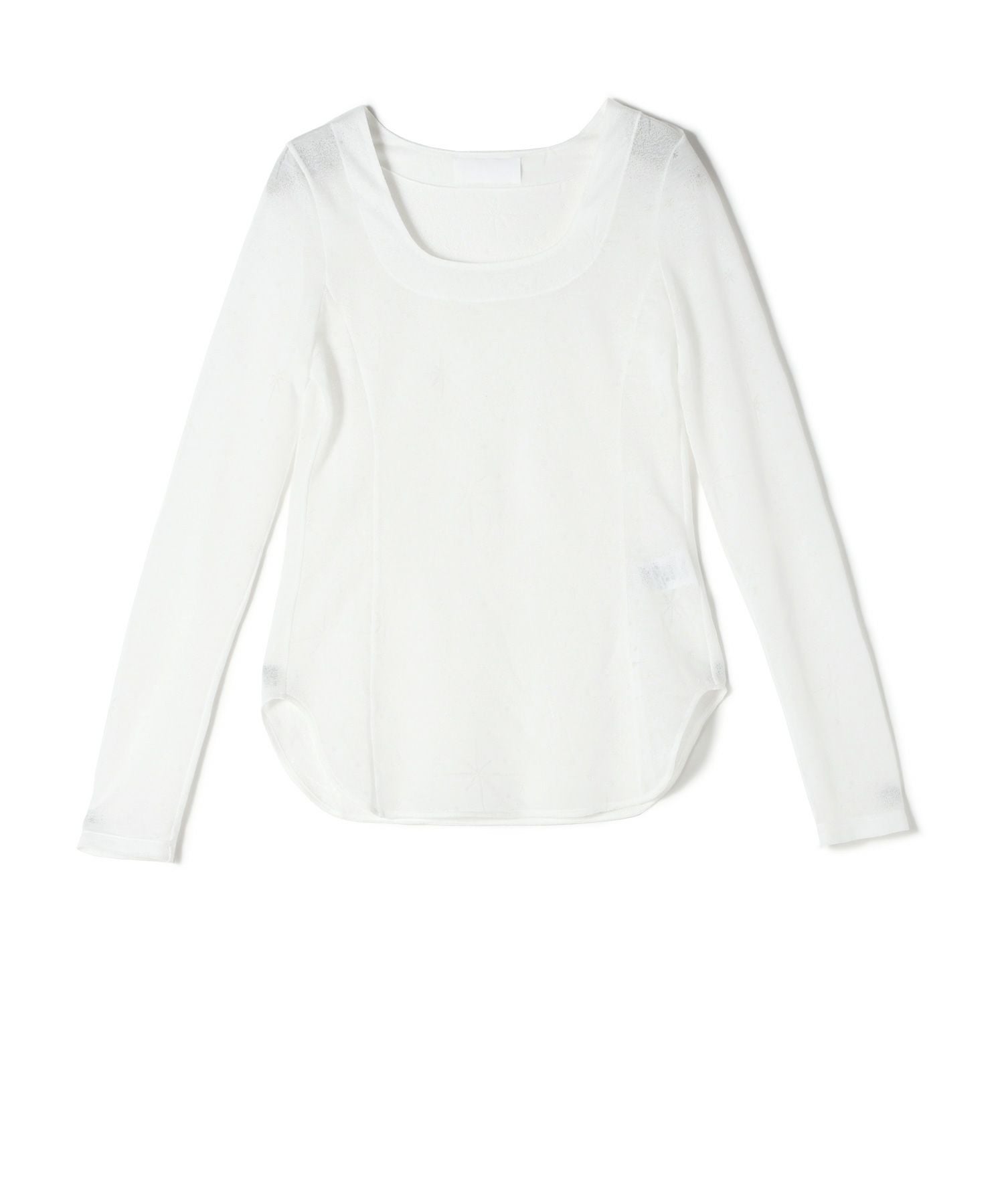 Mame Kurogouchi / マメクロゴウチ | 2022AW | Square Neck Puff Sleeve Shirt スクエアネック パフスリーブ ストレッチコットン シャツ | 1 | ホワイト | レディース Starry Jersey Square Neck Sheer Top(2 WHITE): Mame Kurogouchi