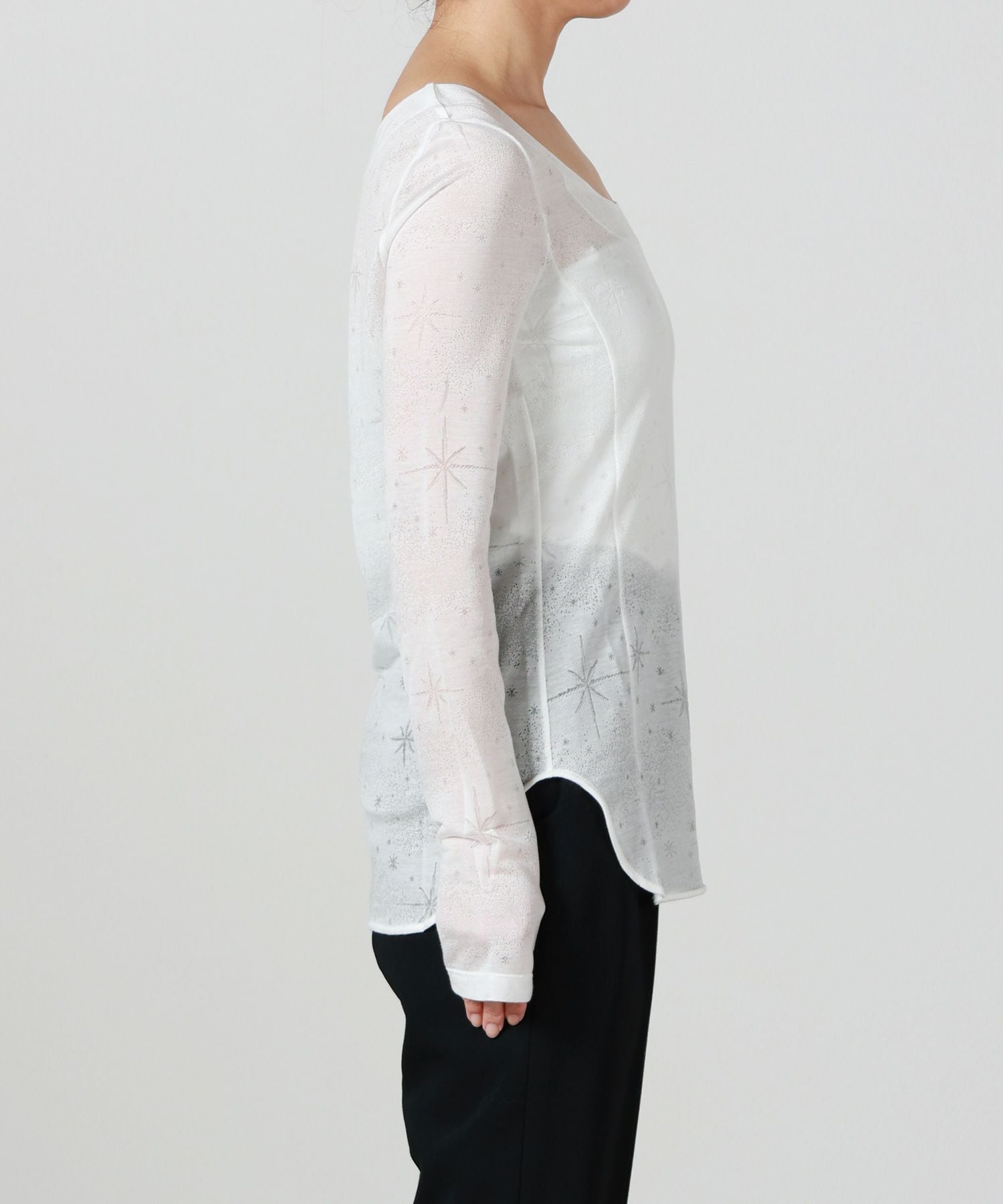 Mame Kurogouchi(マメ クロゴウチ)】 Starry Jersey Square Neck Sheer