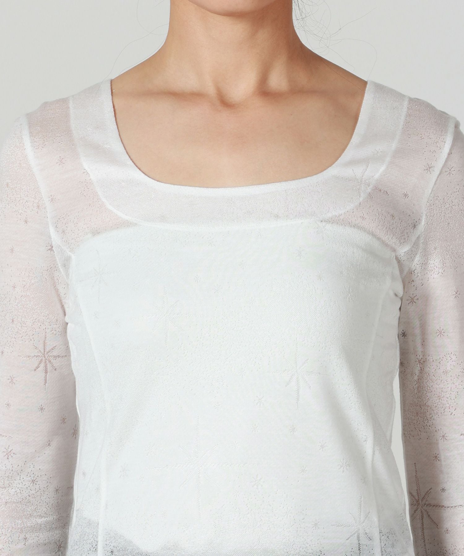 Mame Kurogouchi(マメ クロゴウチ)】 Starry Jersey Square Neck Sheer
