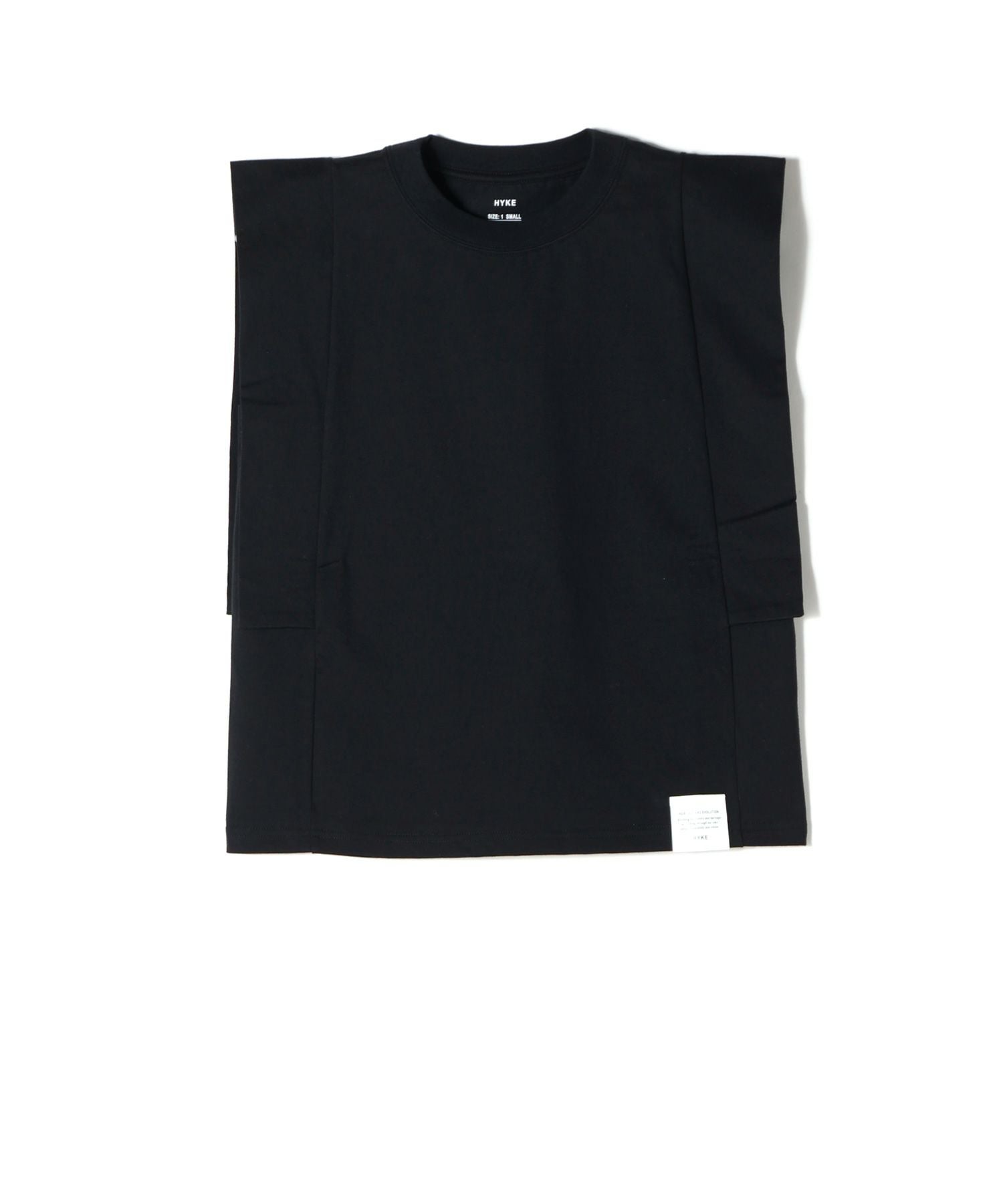 【美品】HYKE パワーショルダーシャツ　ブラック　サイズ1 レディース HYKE(ハイク)】 POWER SHOULDER TOP｜PARIGOT ONLINE（パリゴオンライン）