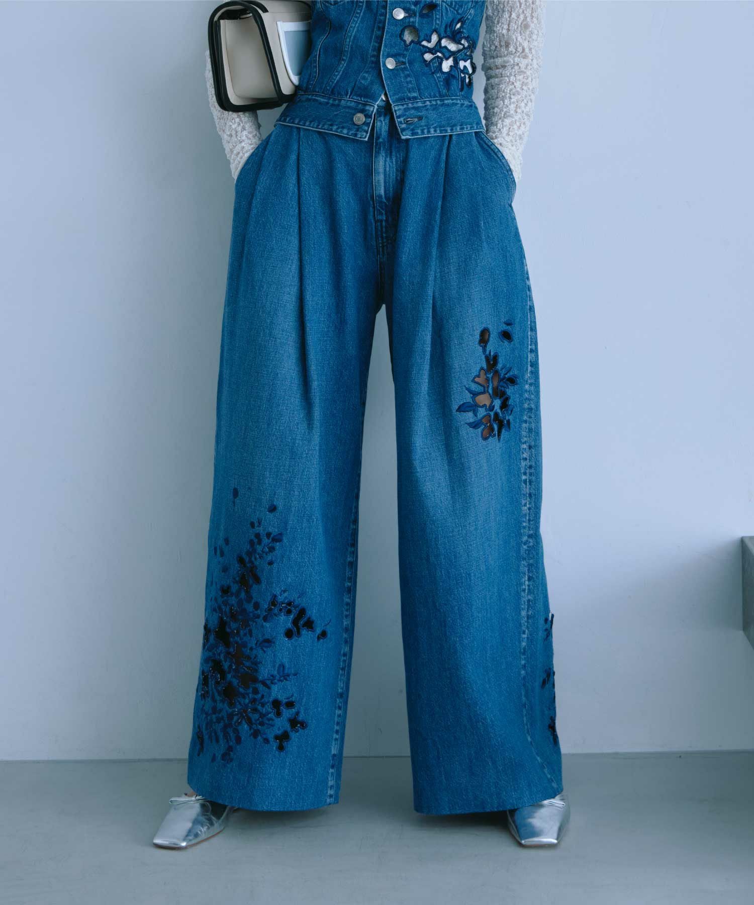 JAPAN DENIM(ジャパンデニム)】 TANAKA_FLOWER EMBROIDERY DENIM