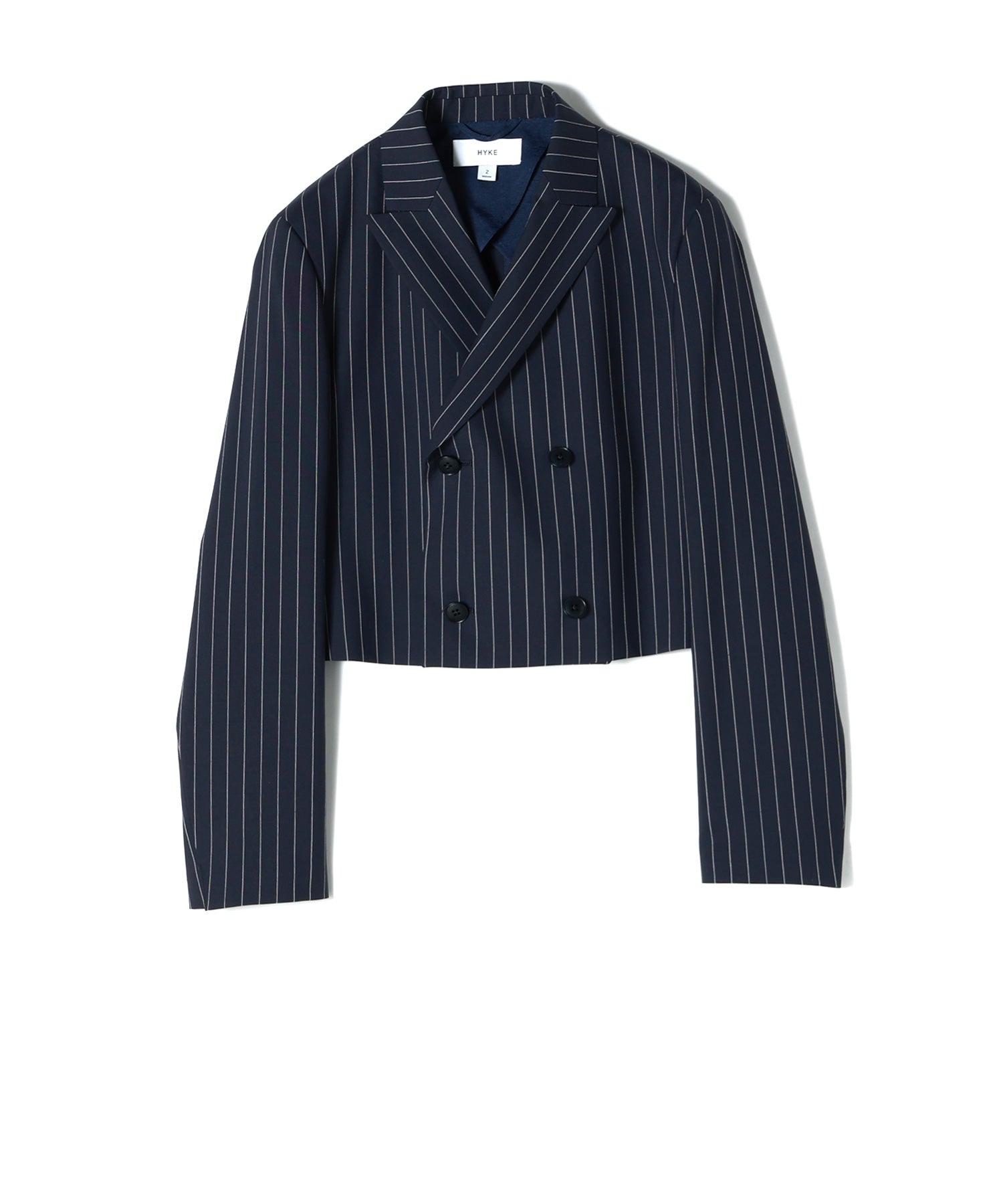 HYKEクロップドジャケット HYKE(ハイク)】 STRIPED DOUBLE-BREASTED CROPPED BLAZER｜PARIGOT