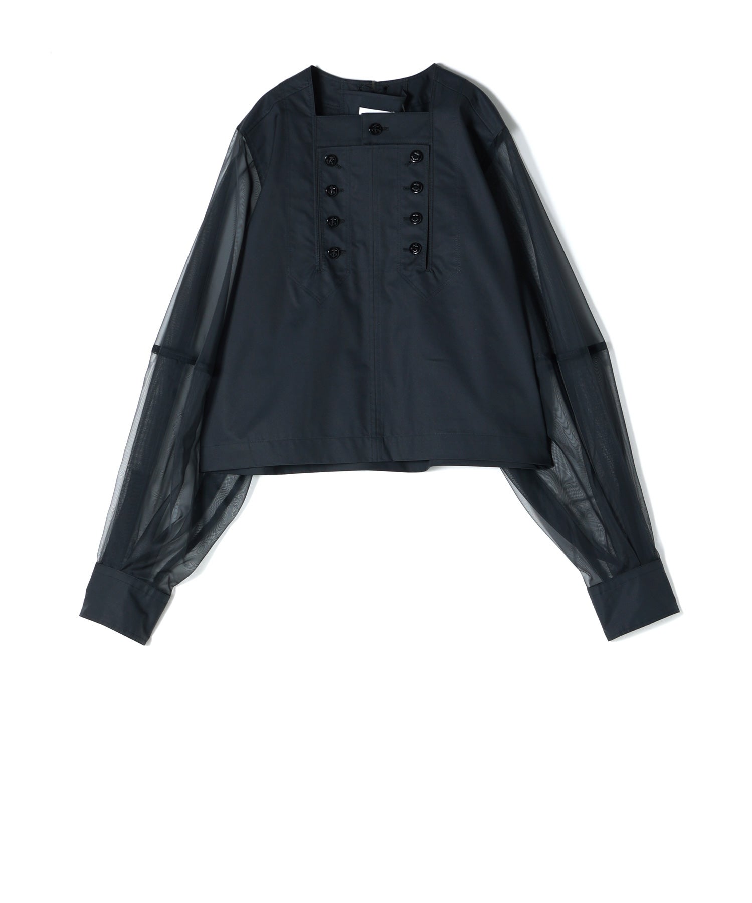 HYKE(ハイク)】 TC SHEER SLEEVE SAILOR CROPPED BLOUSE｜PARIGOT