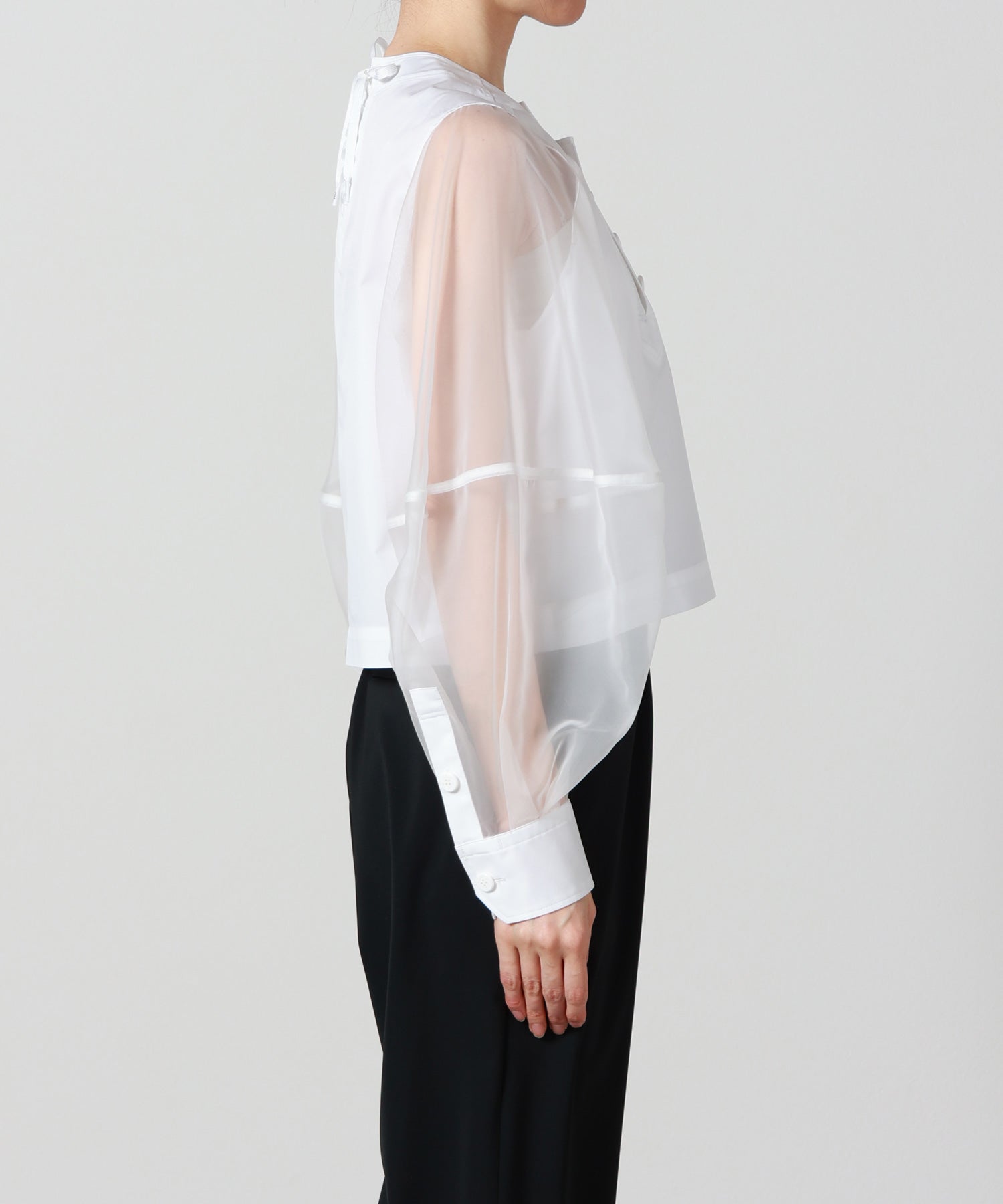 HYKE(ハイク)】 TC SHEER SLEEVE SAILOR CROPPED BLOUSE｜PARIGOT