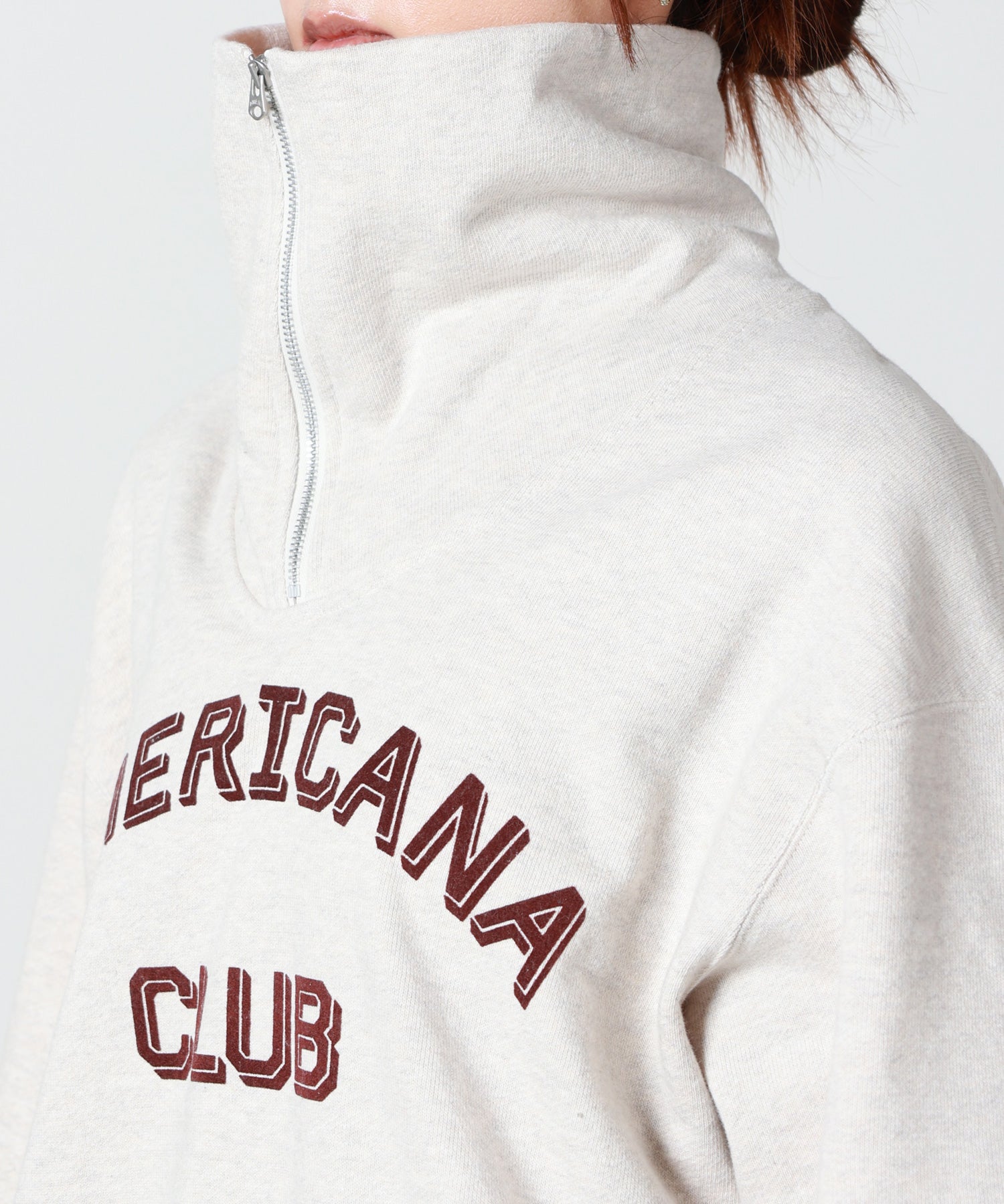 AMERICANA(アメリカーナ)】 クロップドハーフジップ カットオフ