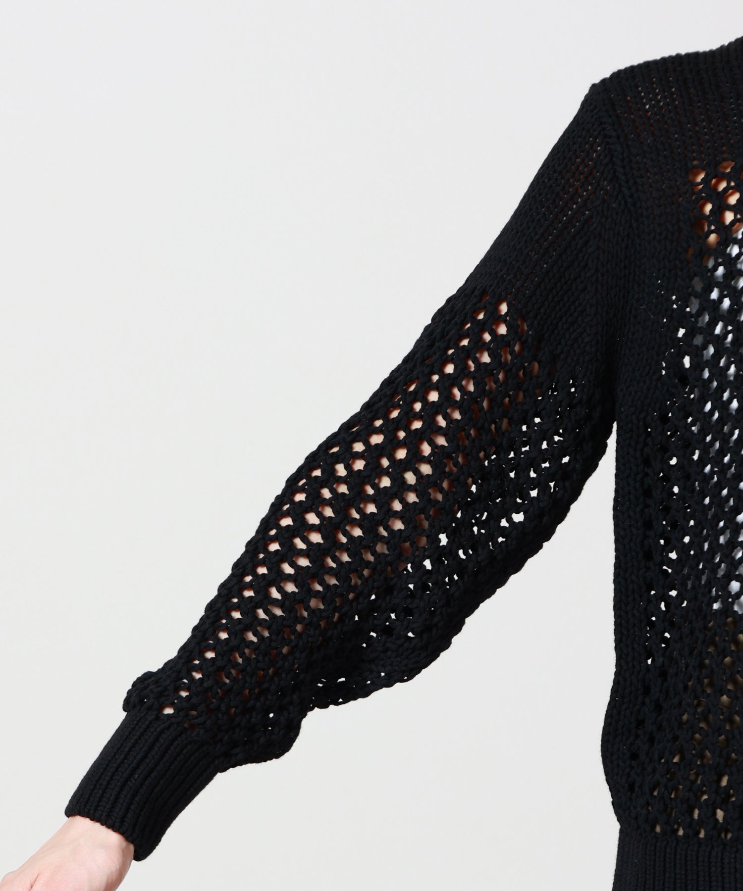 ハイク HYKE 20SS プルオーバー ニット ビッグシルエット 2 黒 SHEER BACK GUERNSEY KNIT-シアーバックガンジーニット-HYKE（ハイク