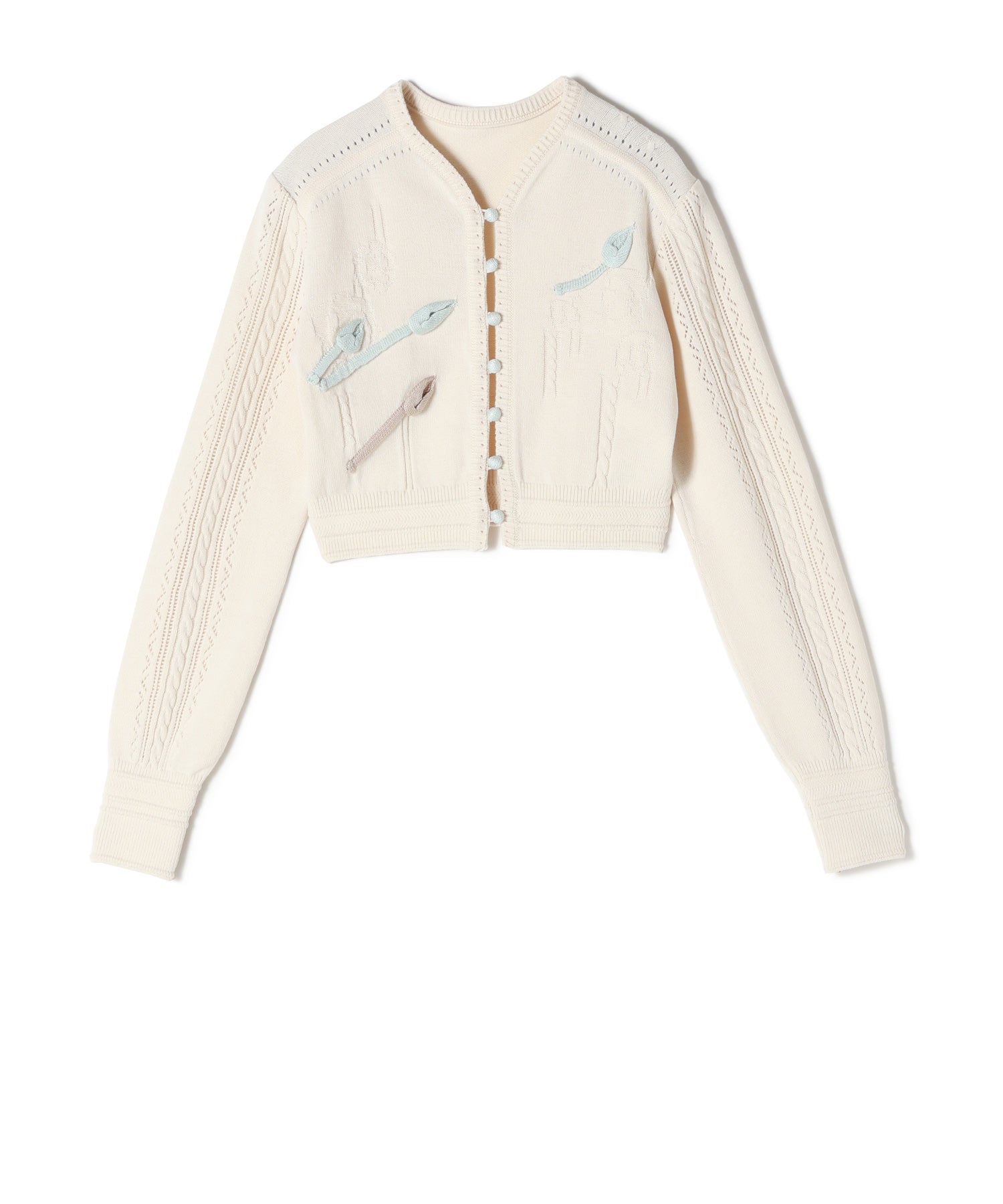 Mame Kurogouchi(マメ クロゴウチ)】 3D Floral Motif Knit Cardigan
