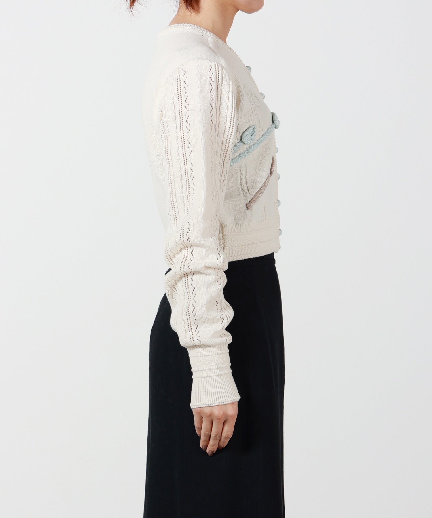 Mame Kurogouchi(マメ クロゴウチ)】 3D Floral Motif Knit Cardigan