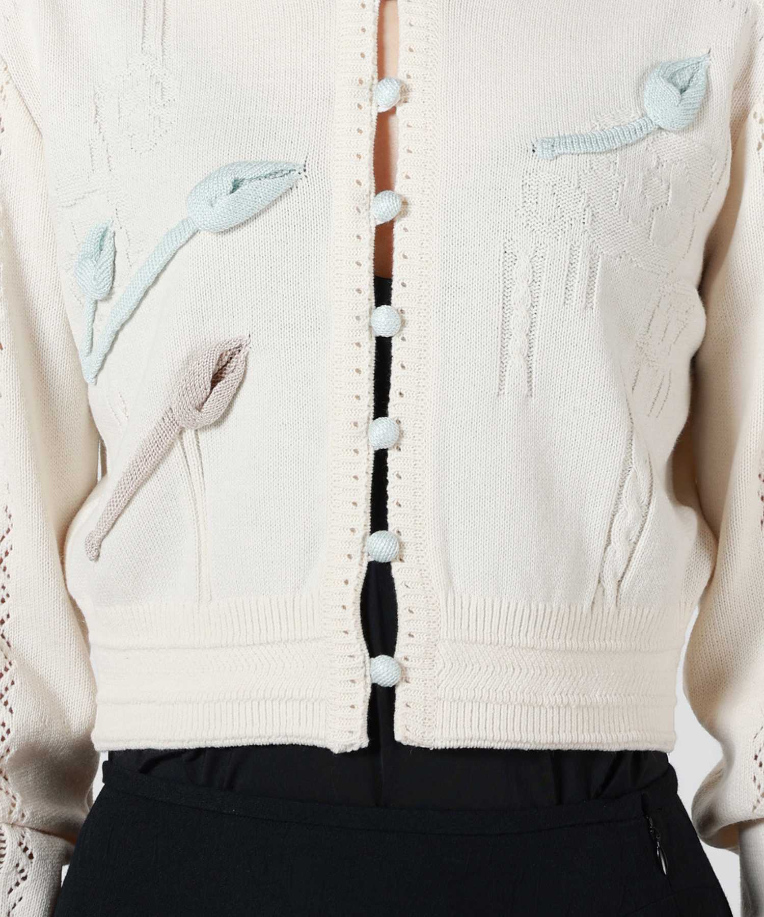 Mame Kurogouchi(マメ クロゴウチ)】 3D Floral Motif Knit Cardigan