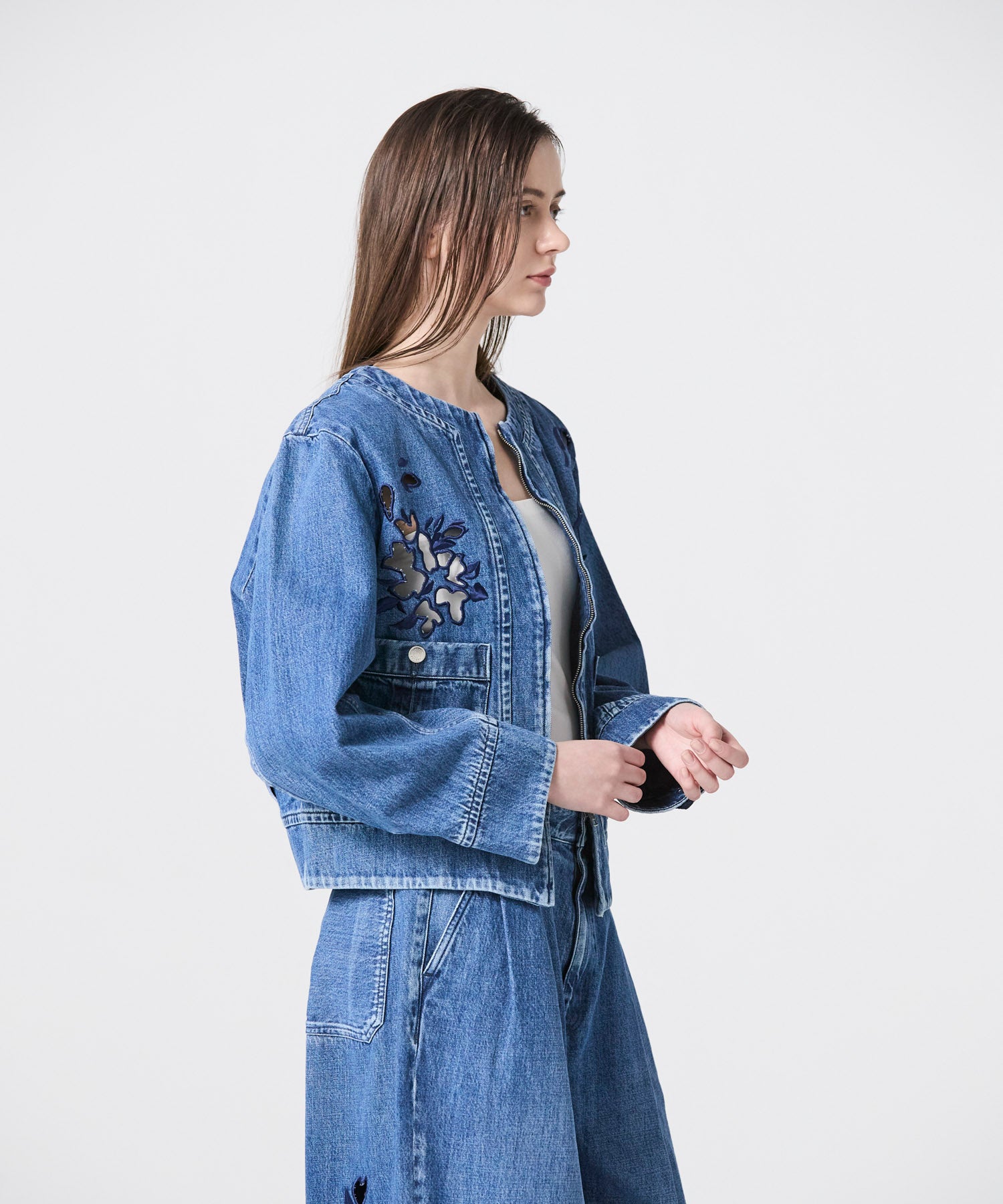 JAPAN DENIM(ジャパンデニム)】 TANAKA_FLOWER EMBROIDERY DENIM