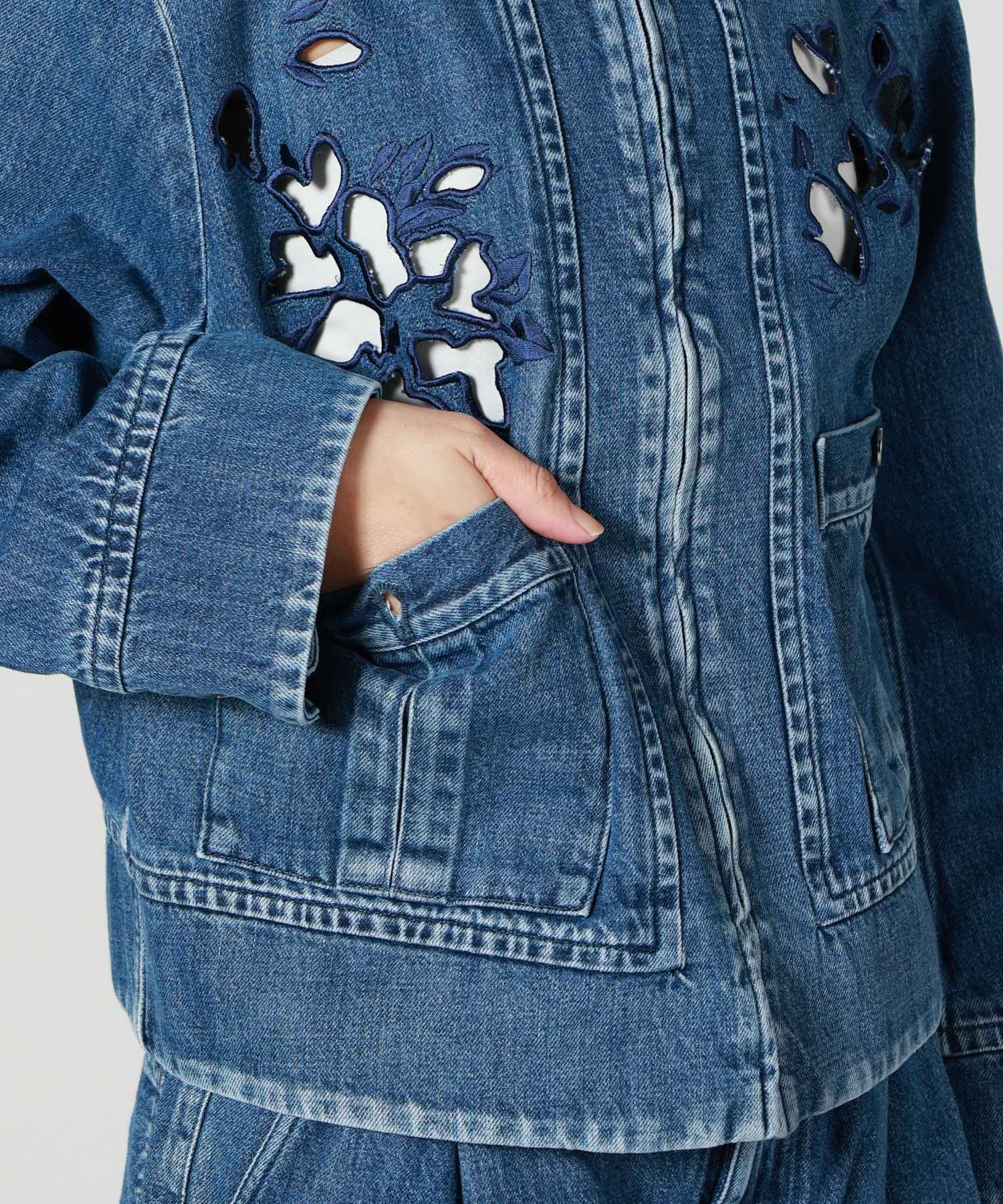 JAPAN DENIM(ジャパンデニム)】 TANAKA_FLOWER EMBROIDERY DENIM
