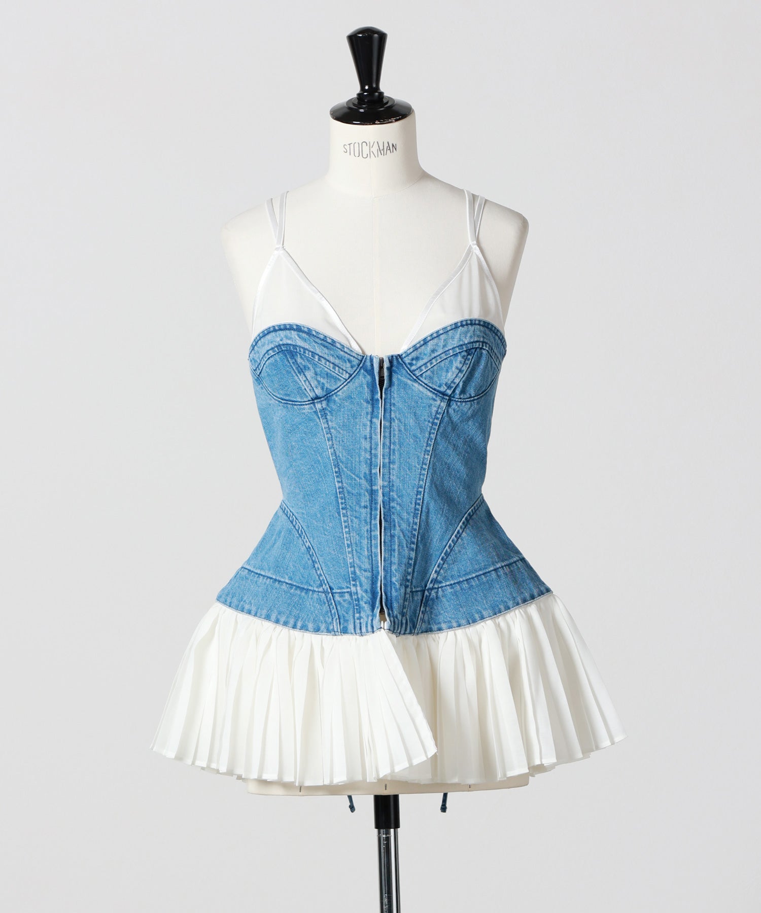 FETICO(フェティコ)】 ORGANIC COTTON DENIM PLEATED BUSTIER TOP