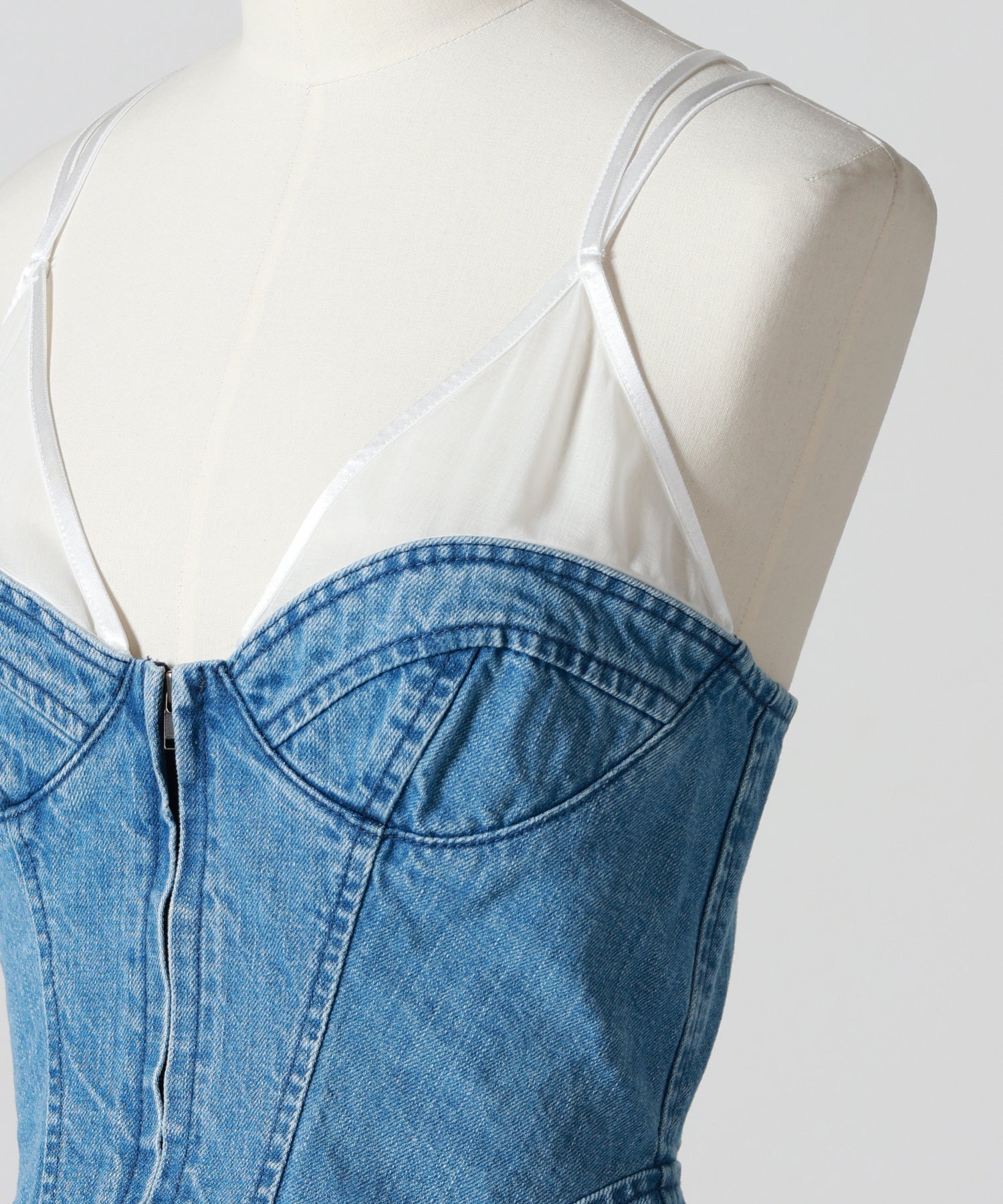 FETICO(フェティコ)】 ORGANIC COTTON DENIM PLEATED BUSTIER TOP