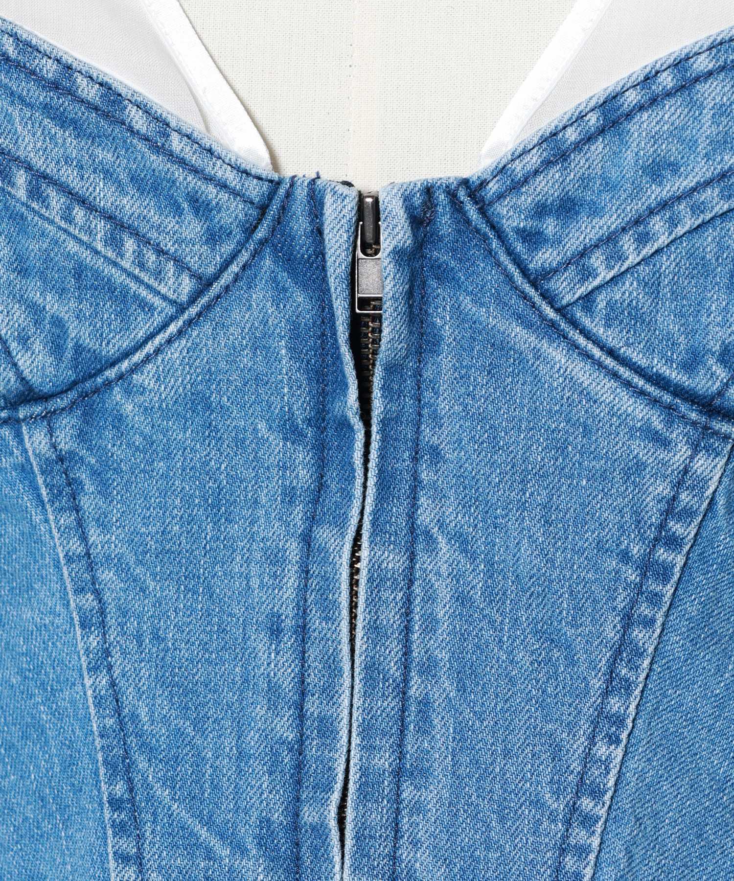 FETICO(フェティコ)】 ORGANIC COTTON DENIM PLEATED BUSTIER TOP