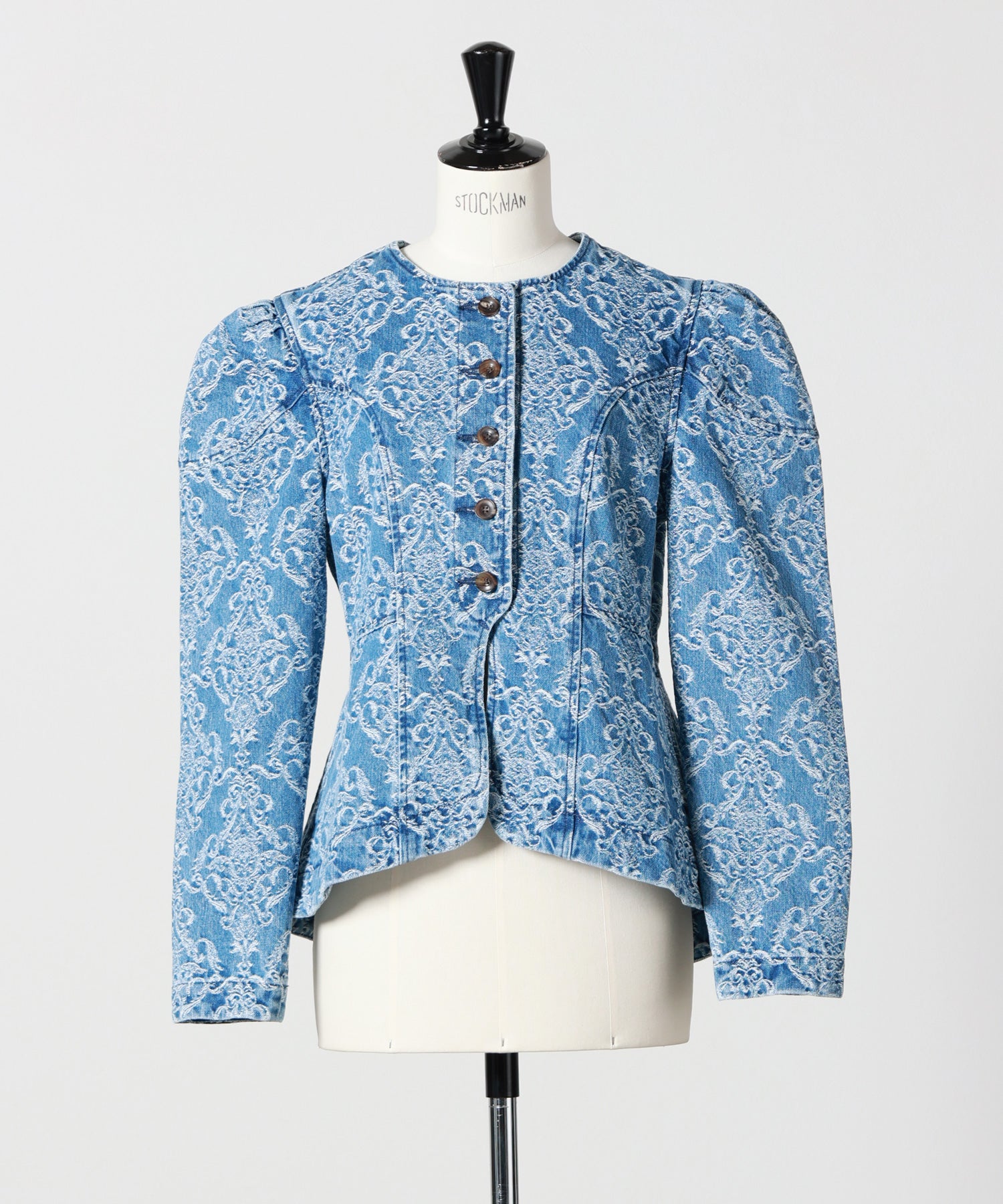 FETICO(フェティコ)】 DAMASK PRINT DENIM PEPLUM JACKET｜PARIGOT