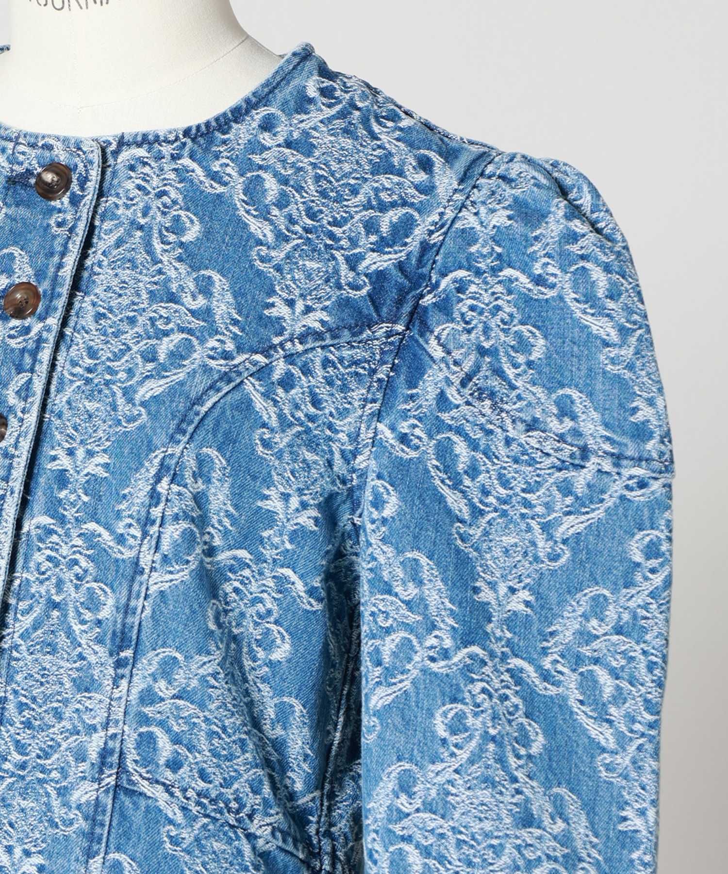 FETICO(フェティコ)】 DAMASK PRINT DENIM PEPLUM JACKET｜PARIGOT