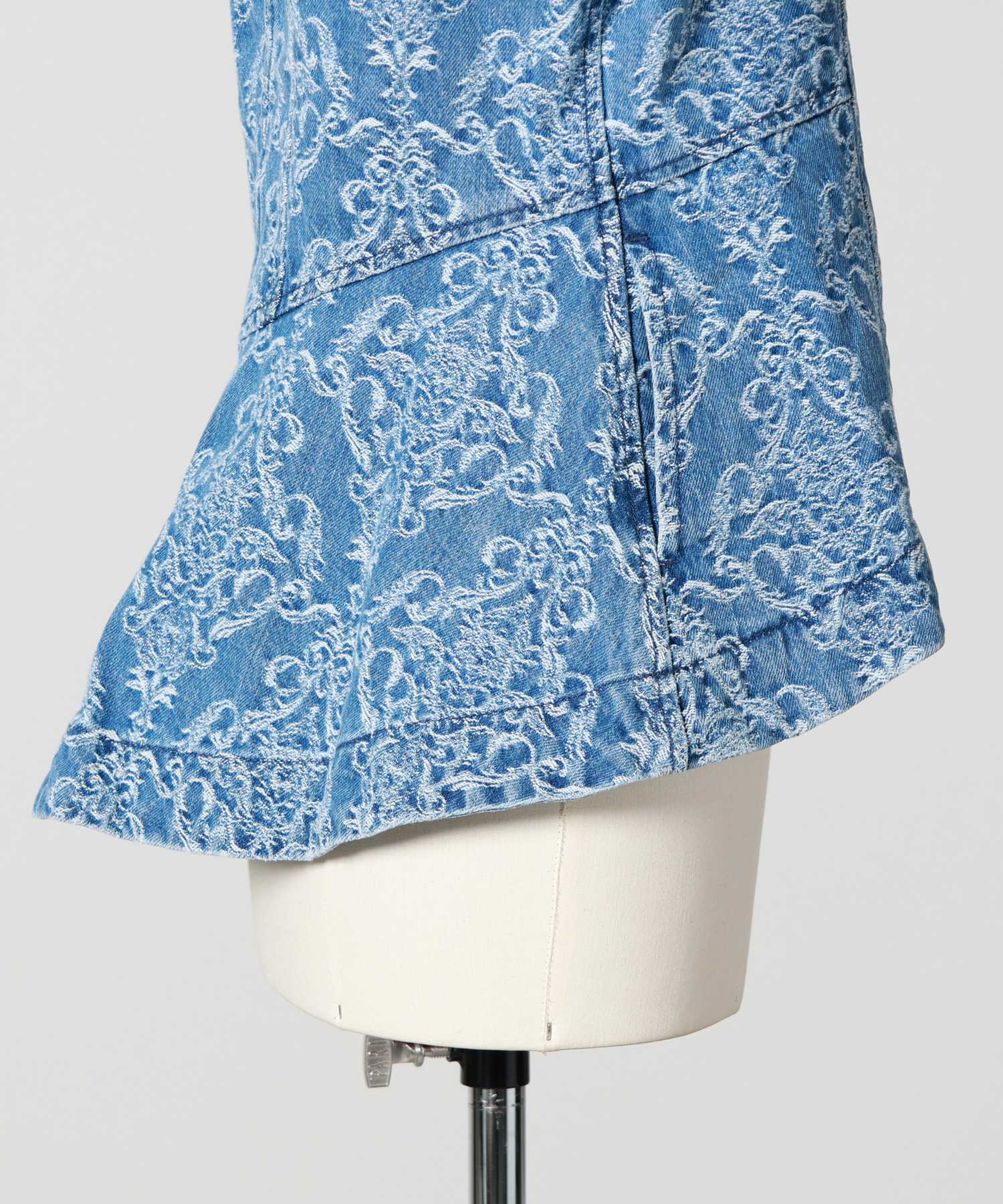 FETICO(フェティコ)】 DAMASK PRINT DENIM PEPLUM JACKET｜PARIGOT