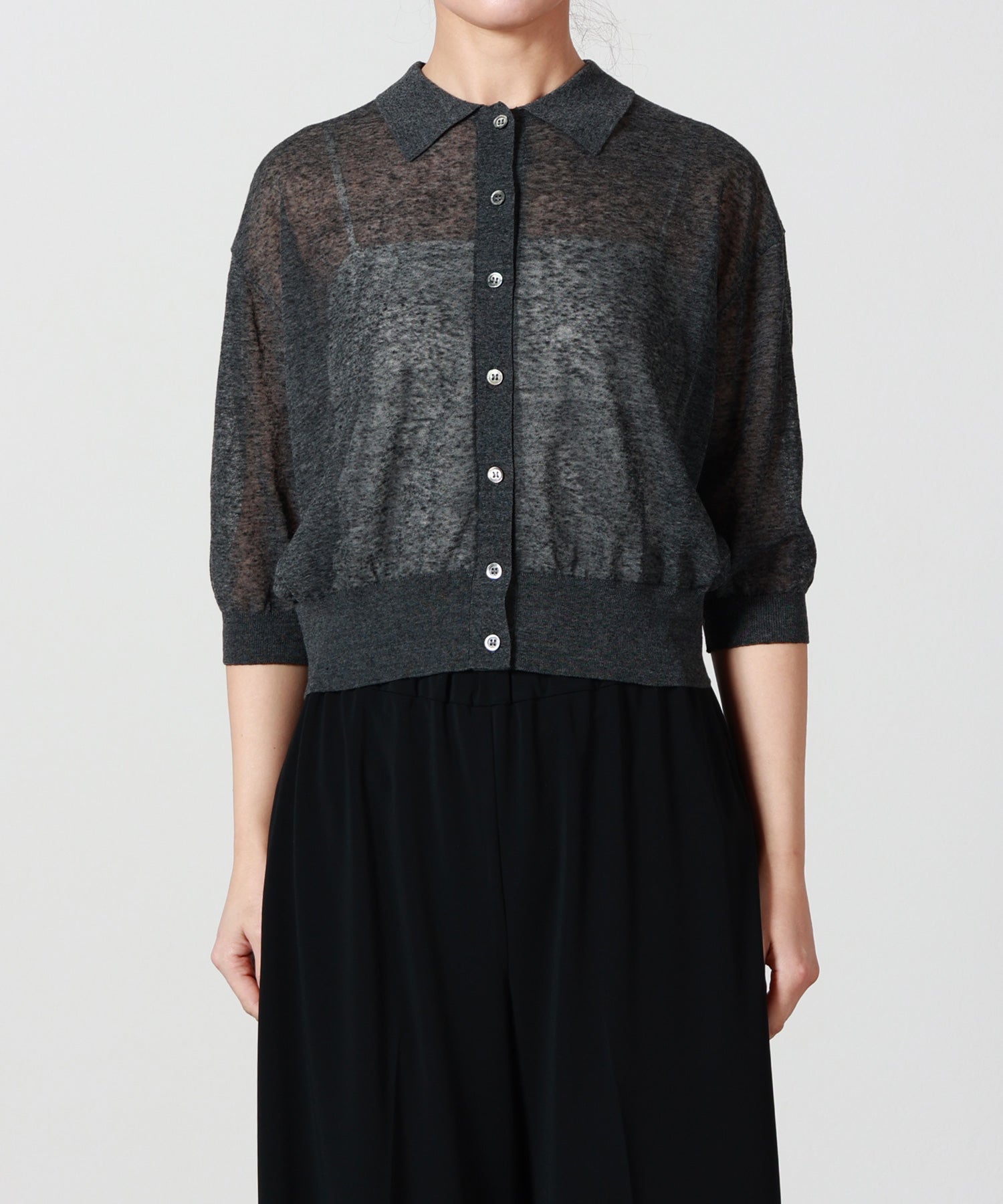 SACRA(サクラ)】 LI/PL MELANGE POLO CARDIGAN｜PARIGOT ONLINE