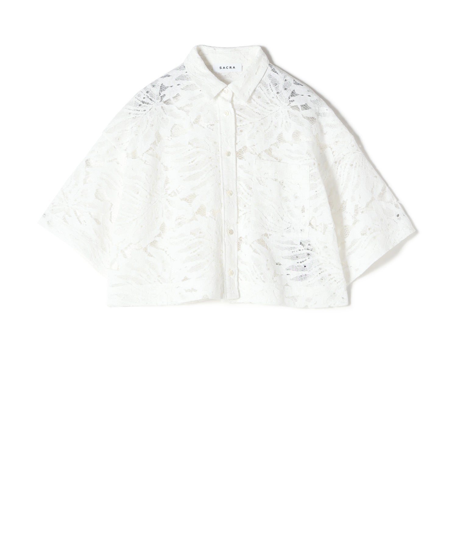 SACRA(サクラ)】 LEAF RASCHEL LACE CROPPED SHIRT｜PARIGOT ONLINE
