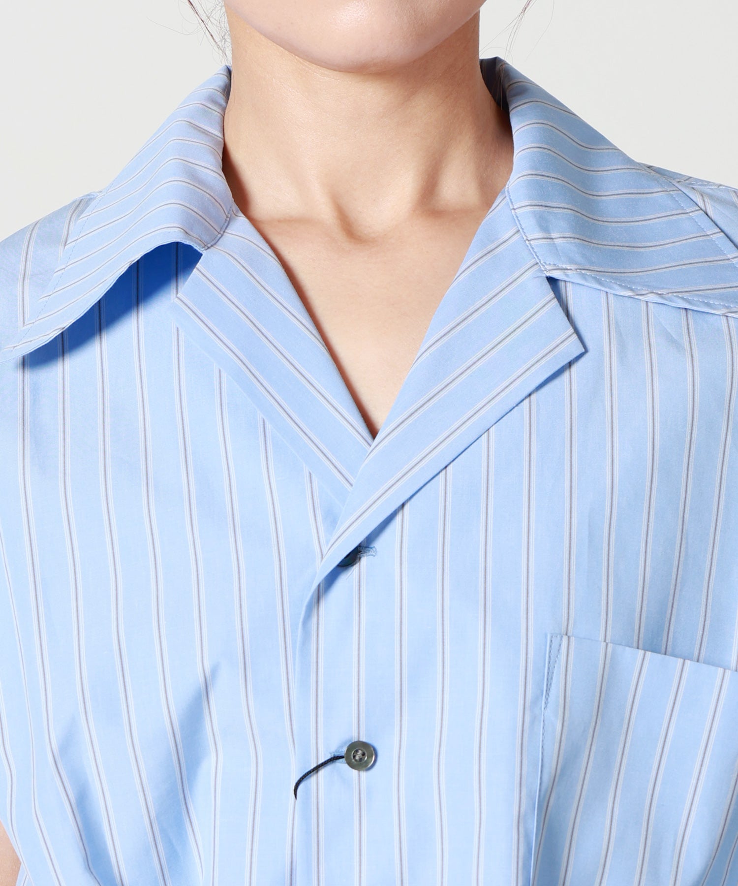 UJOH ウジョー 総柄 半袖シャツ ブルー ホワイト サイズ2 日本製 UJOH(ウジョー)】 Open Collar Cropped Shirt｜PARIGOT ONLINE（パリゴ