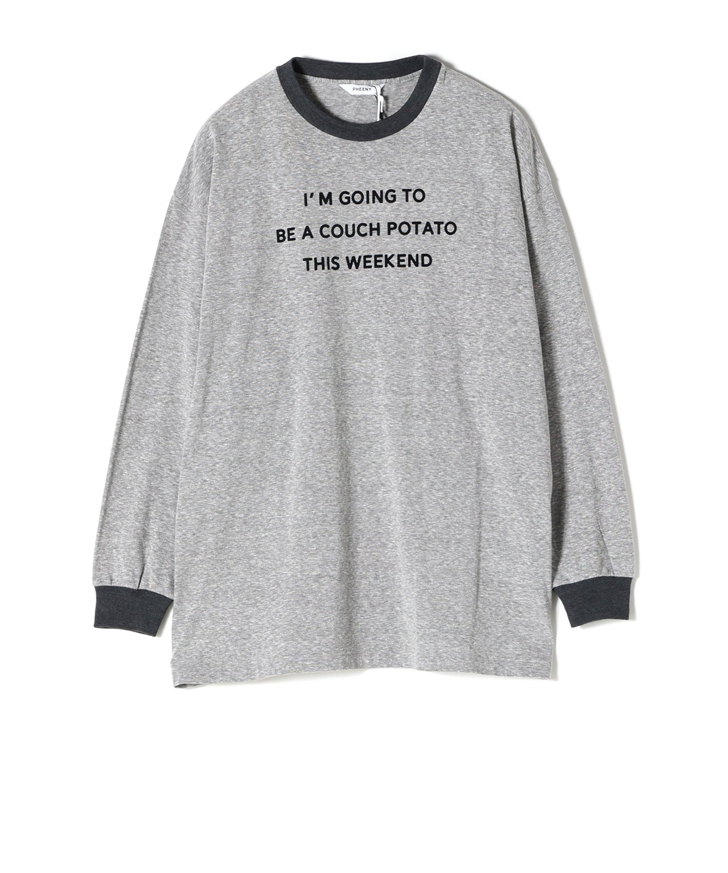PHEENY(フィーニー)】 Flocked Vintage Jersey L/S Ringer Tee