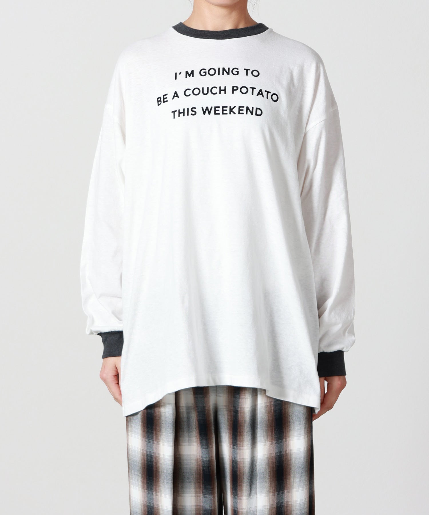 PHEENY(フィーニー)】 Flocked Vintage Jersey L/S Ringer Tee