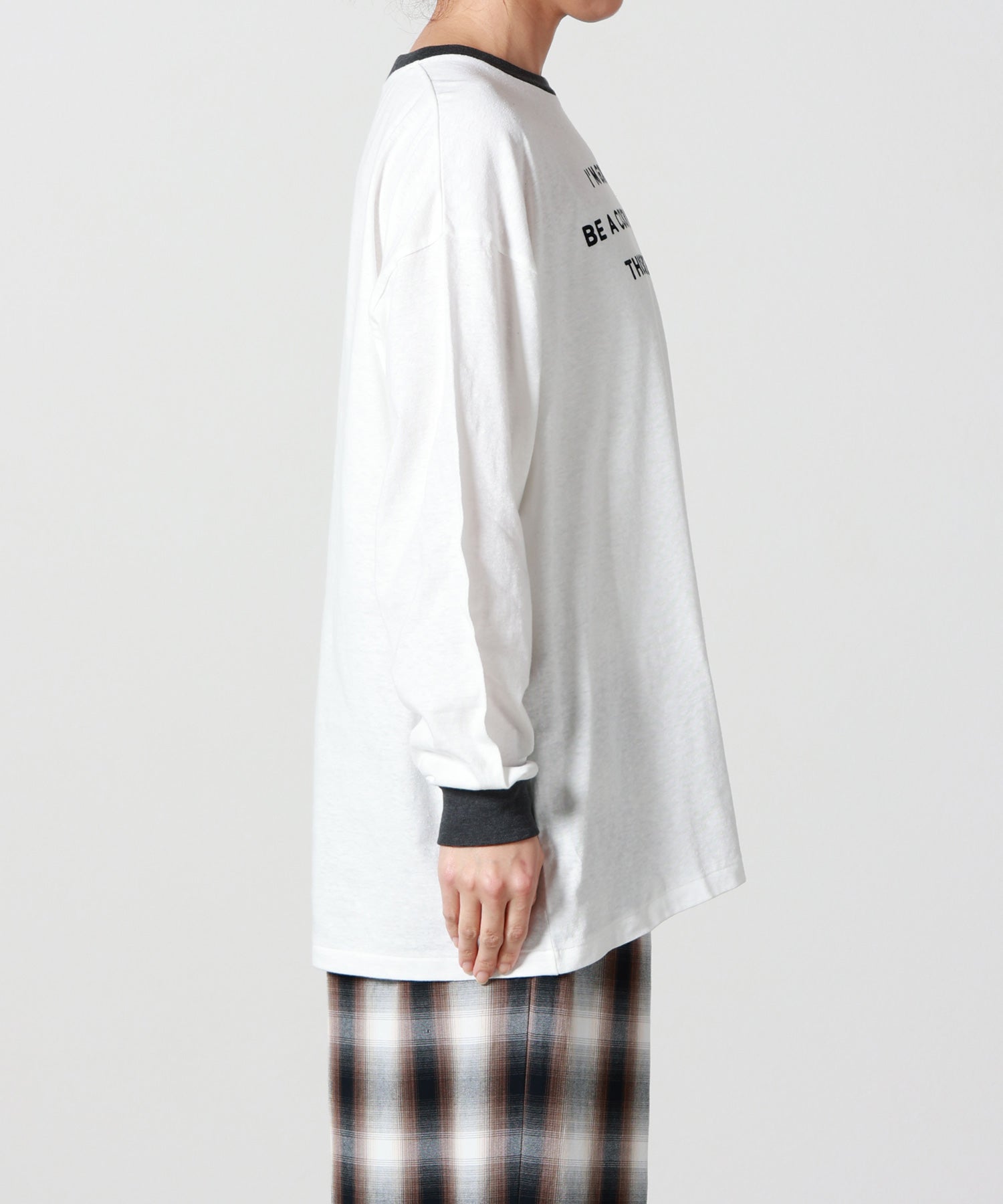 PHEENY(フィーニー)】 Flocked Vintage Jersey L/S Ringer Tee