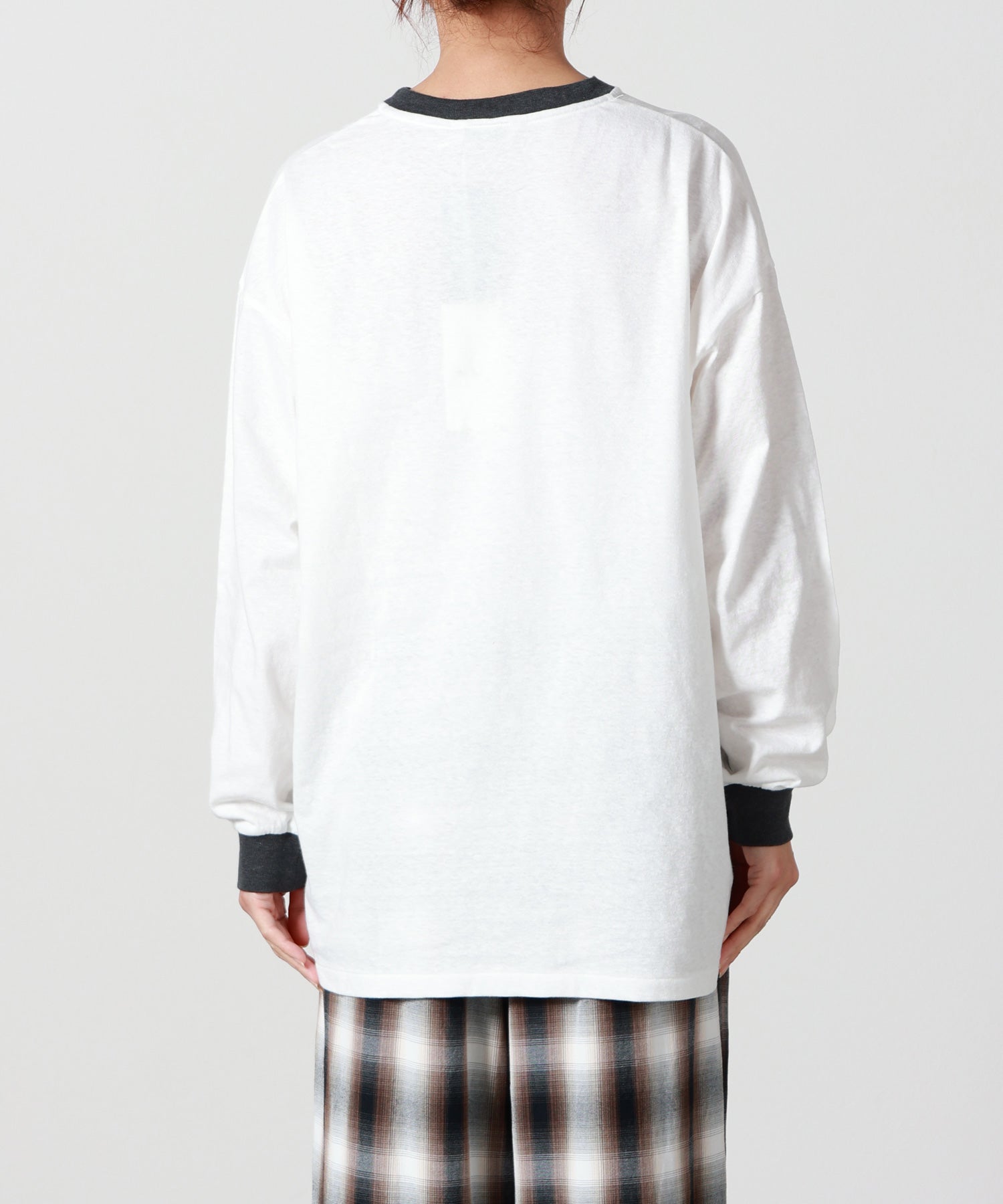 PHEENY(フィーニー)】 Flocked Vintage Jersey L/S Ringer Tee